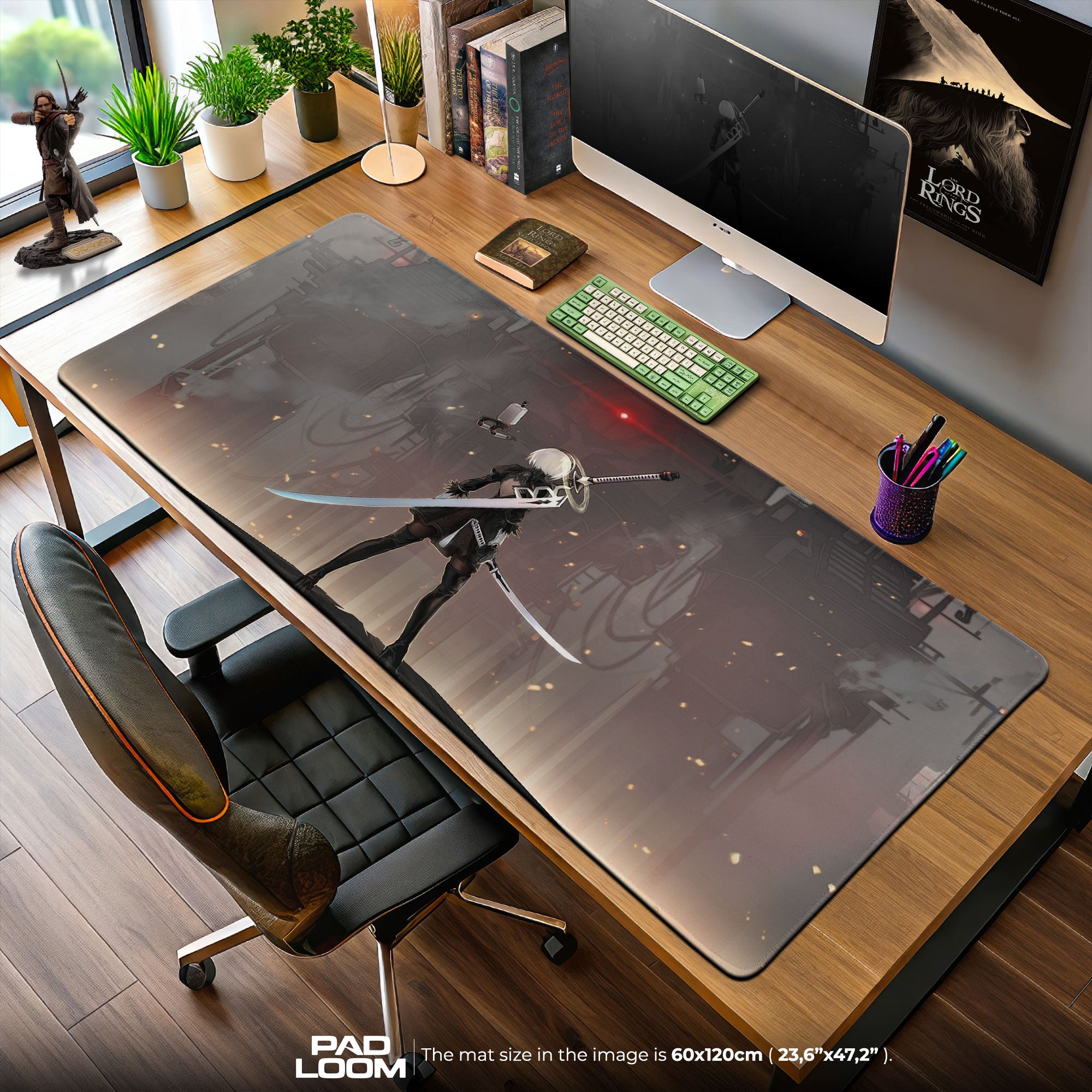 2B Mech Confrontation Mouse Pad, Anime Nier Gaming Desk Mat