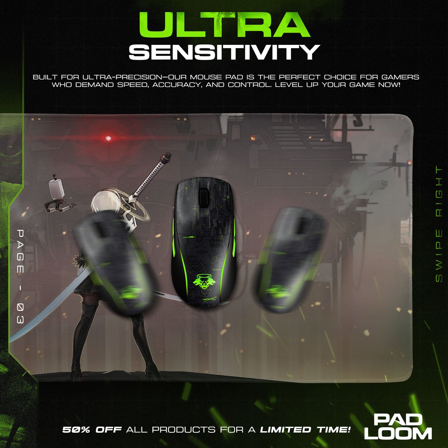 2B Mech Confrontation Mouse Pad, Anime Nier Gaming Desk Mat Padloom