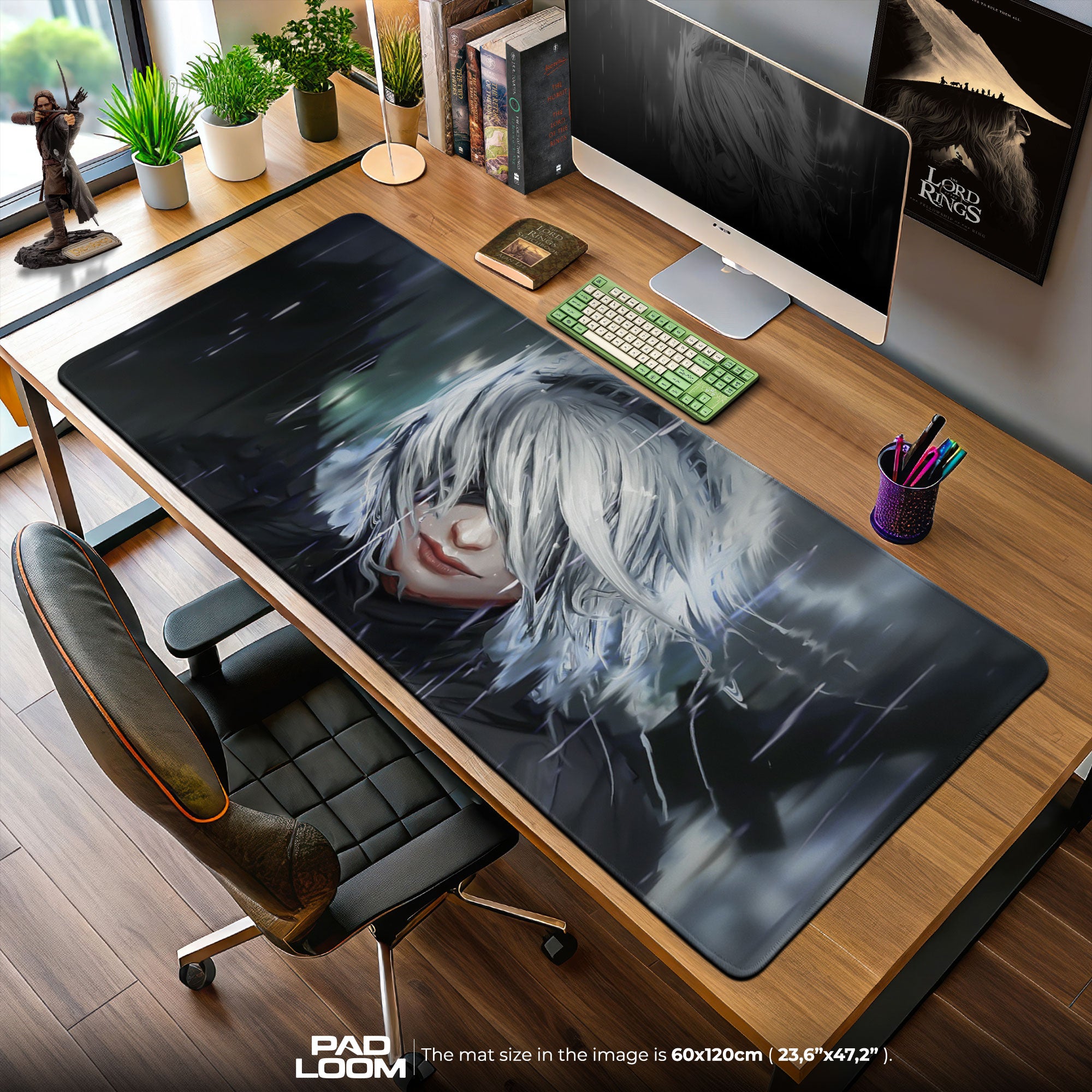2B Rain Portrait Mouse Pad, Anime Nier Gaming Desk Mat