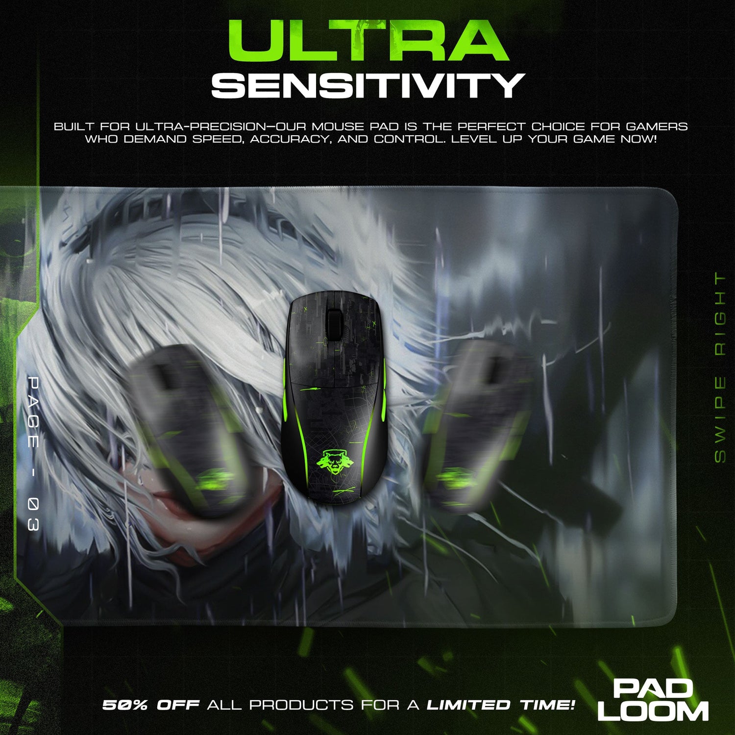 2B Rain Portrait Mouse Pad, Anime Nier Gaming Desk Mat Padloom