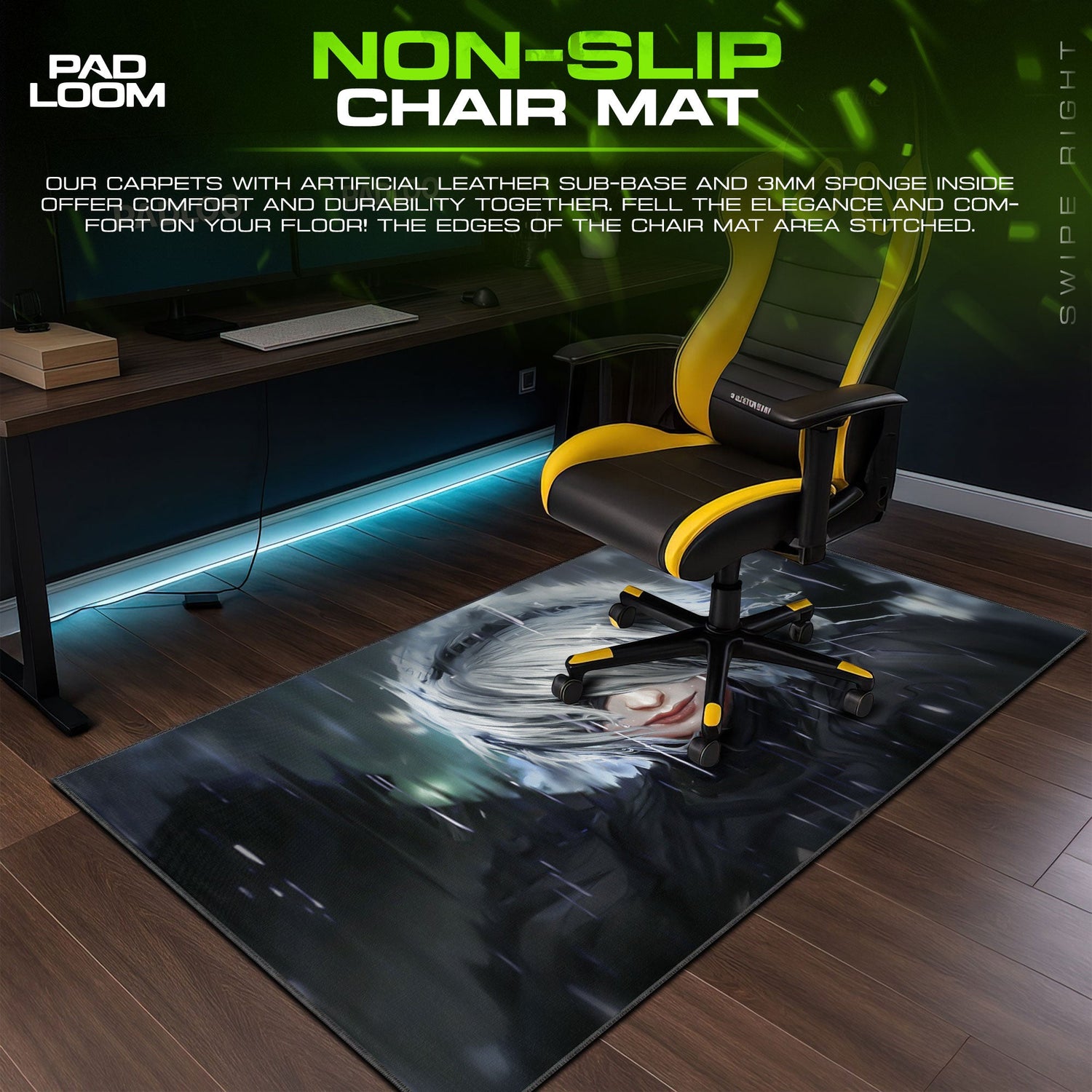 2B Rain Portrait Mouse Pad, Anime Nier Gaming Desk Mat Padloom