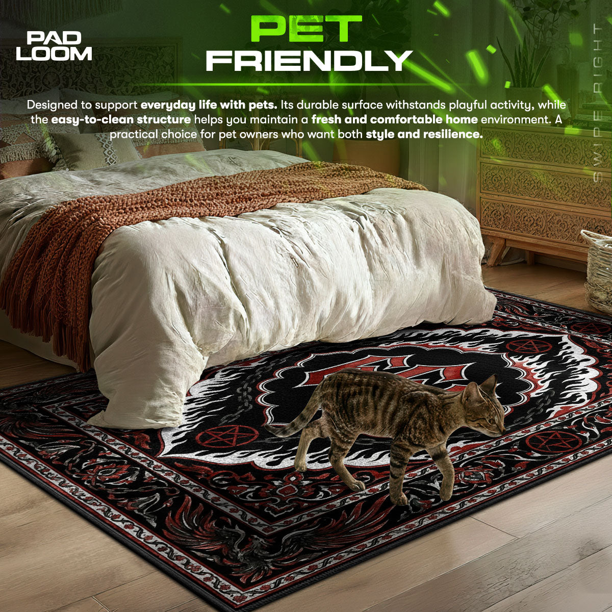 Hellfire Occult themed area rug for Gothic fans