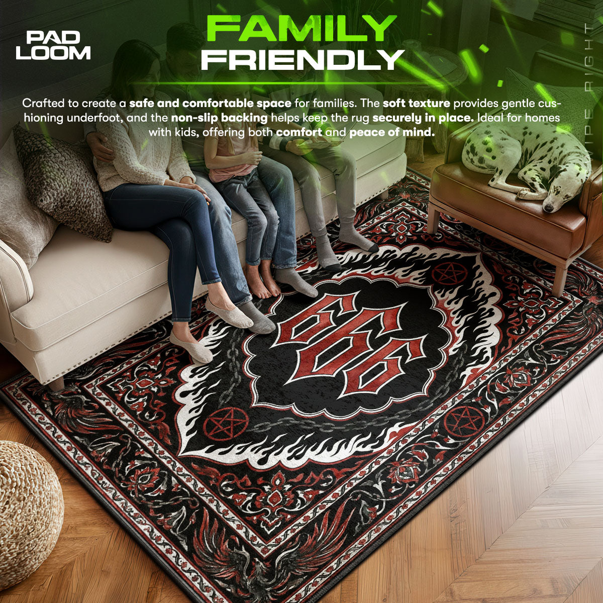 Area character design printed on rug
