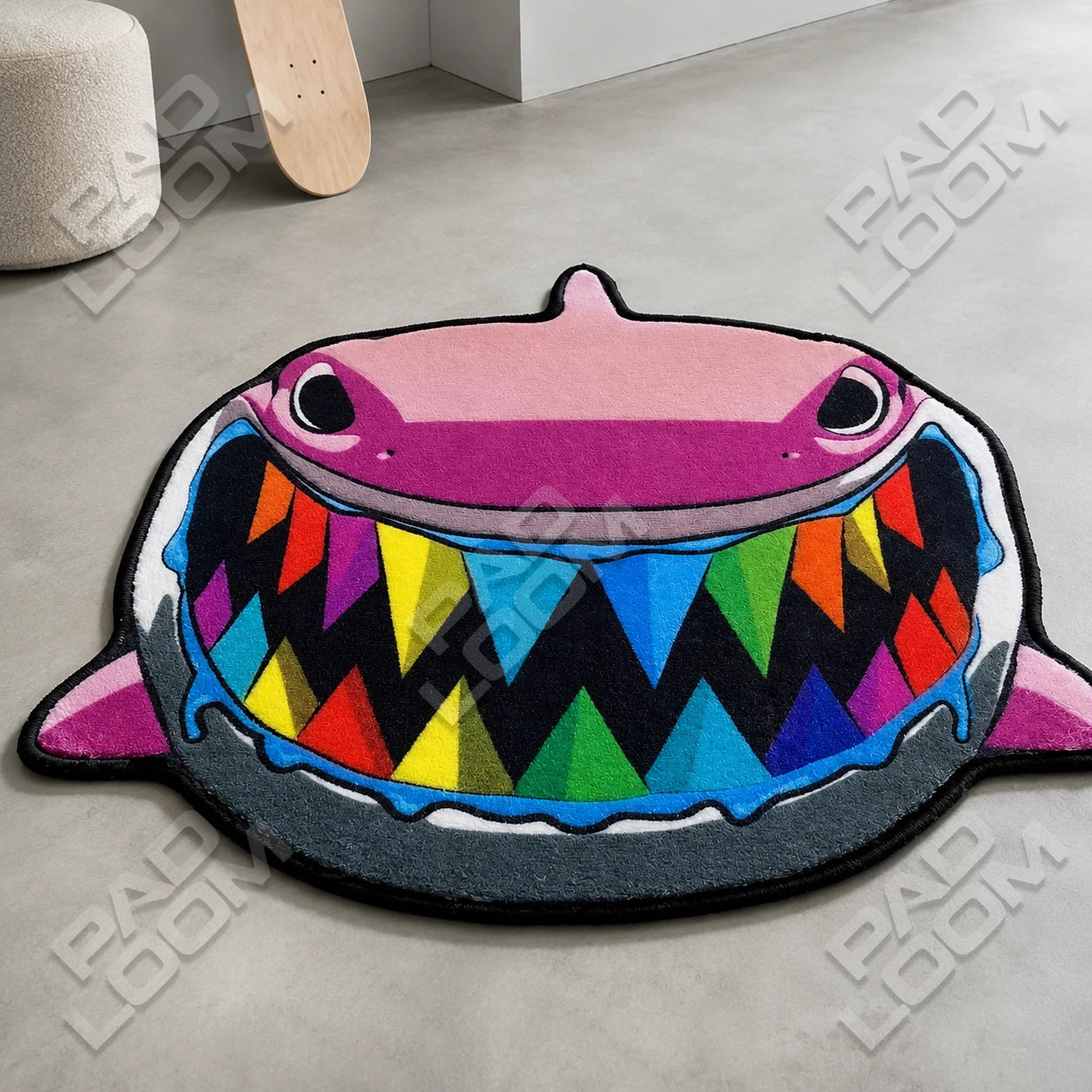 6ix9ine Gooba shaped rug shown in a room setting