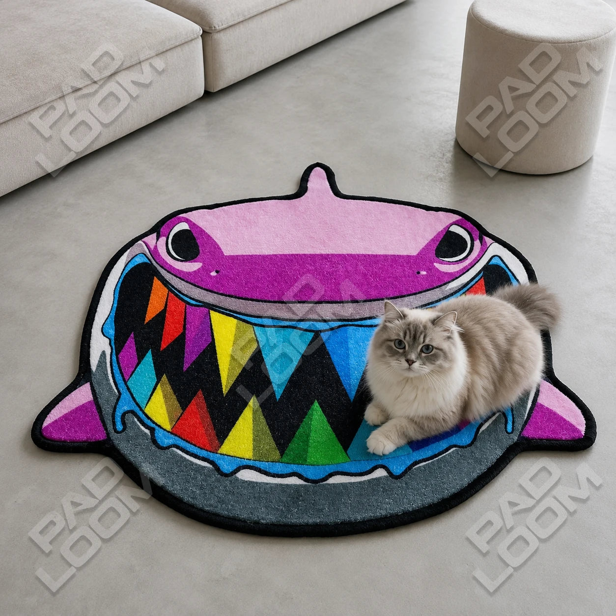 6ix9ine Gooba shaped rug close-up, soft washable pile