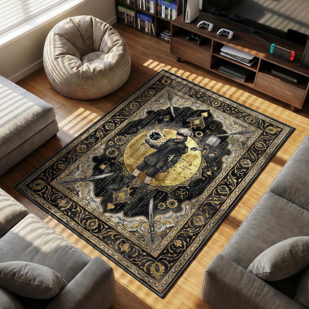 9S Scanner Tarot Rug - Nier Automata Chair Mat