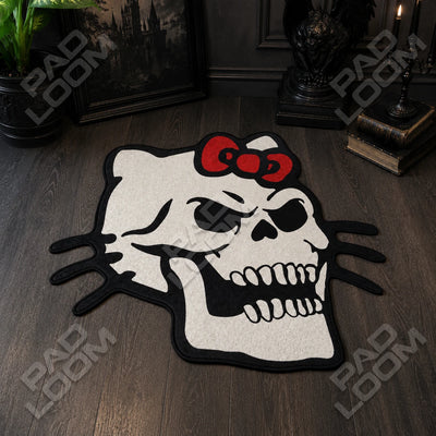 Hello Kitty Skull Rug - Shaped Gothic Area Rug