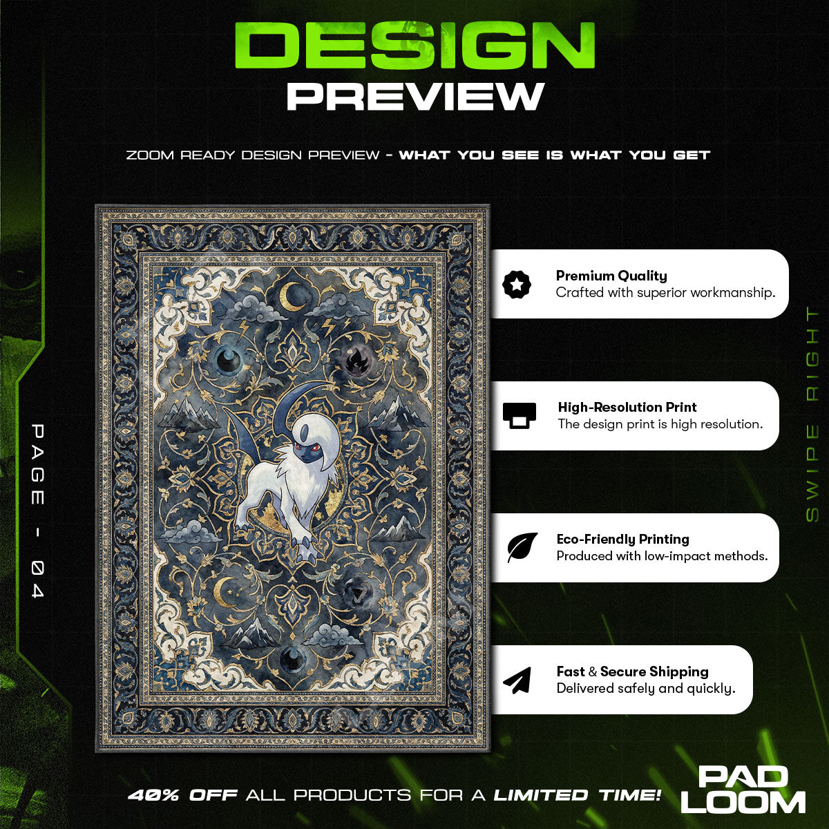 Chair character design printed on rug