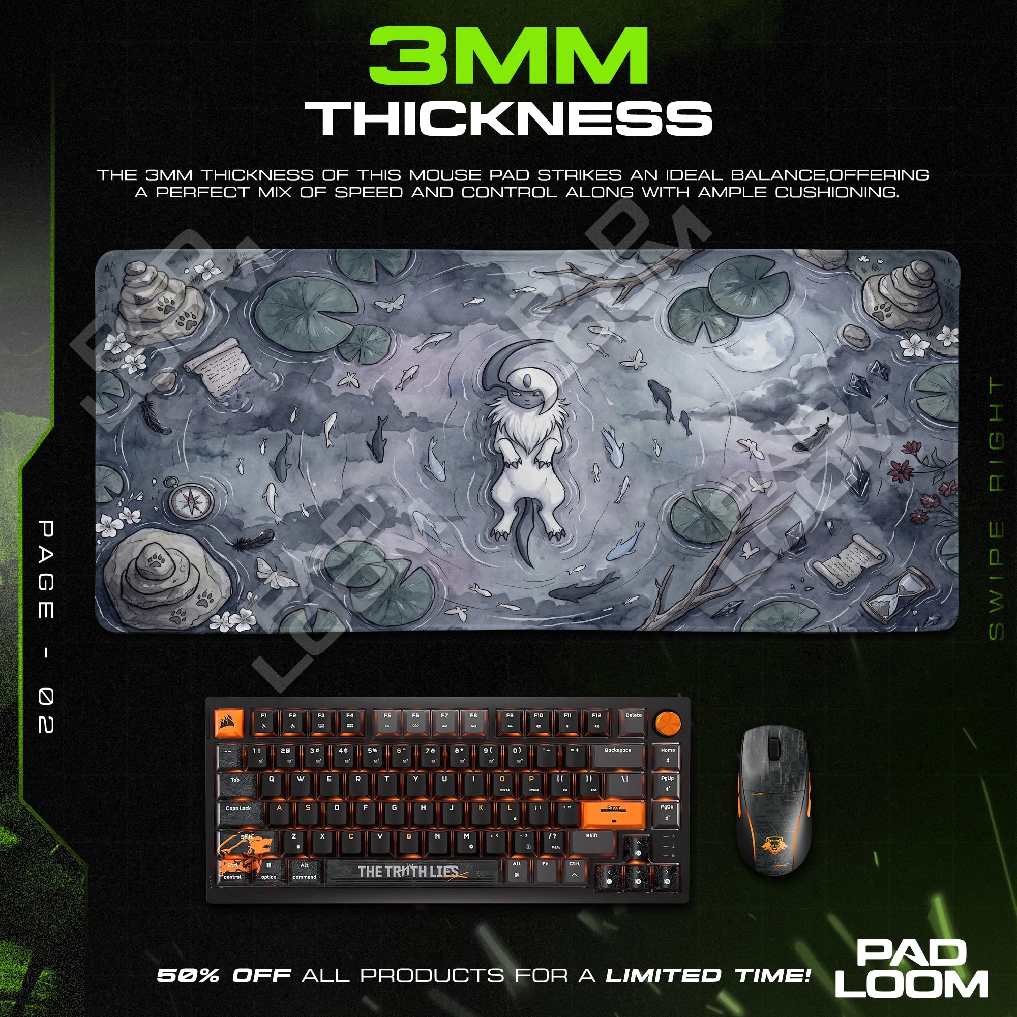 Absol Moonlit Pond Mouse Pad - Pokemon Desk Mat