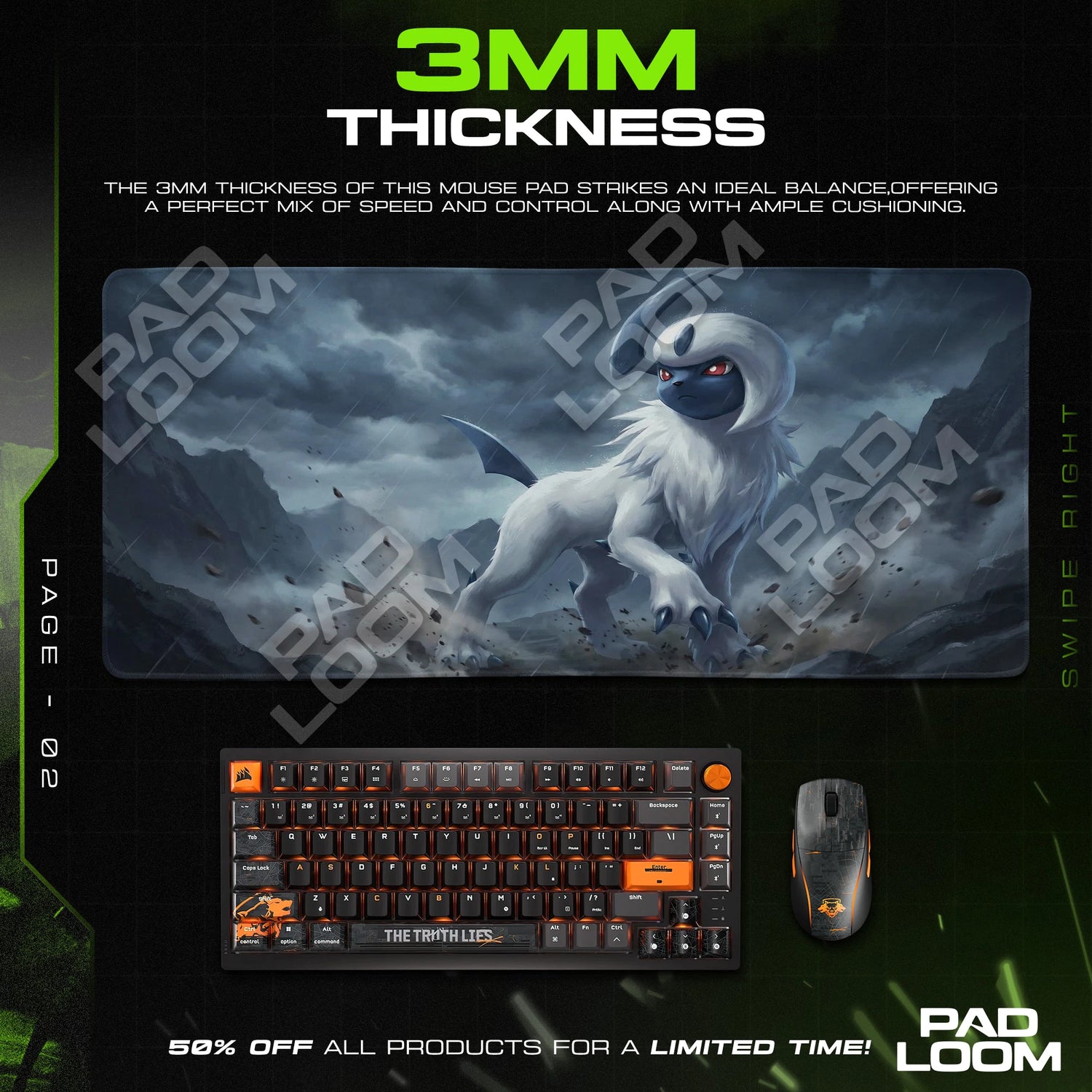 Absol Storm Omen Mouse Pad - Pokémon Desk Mat