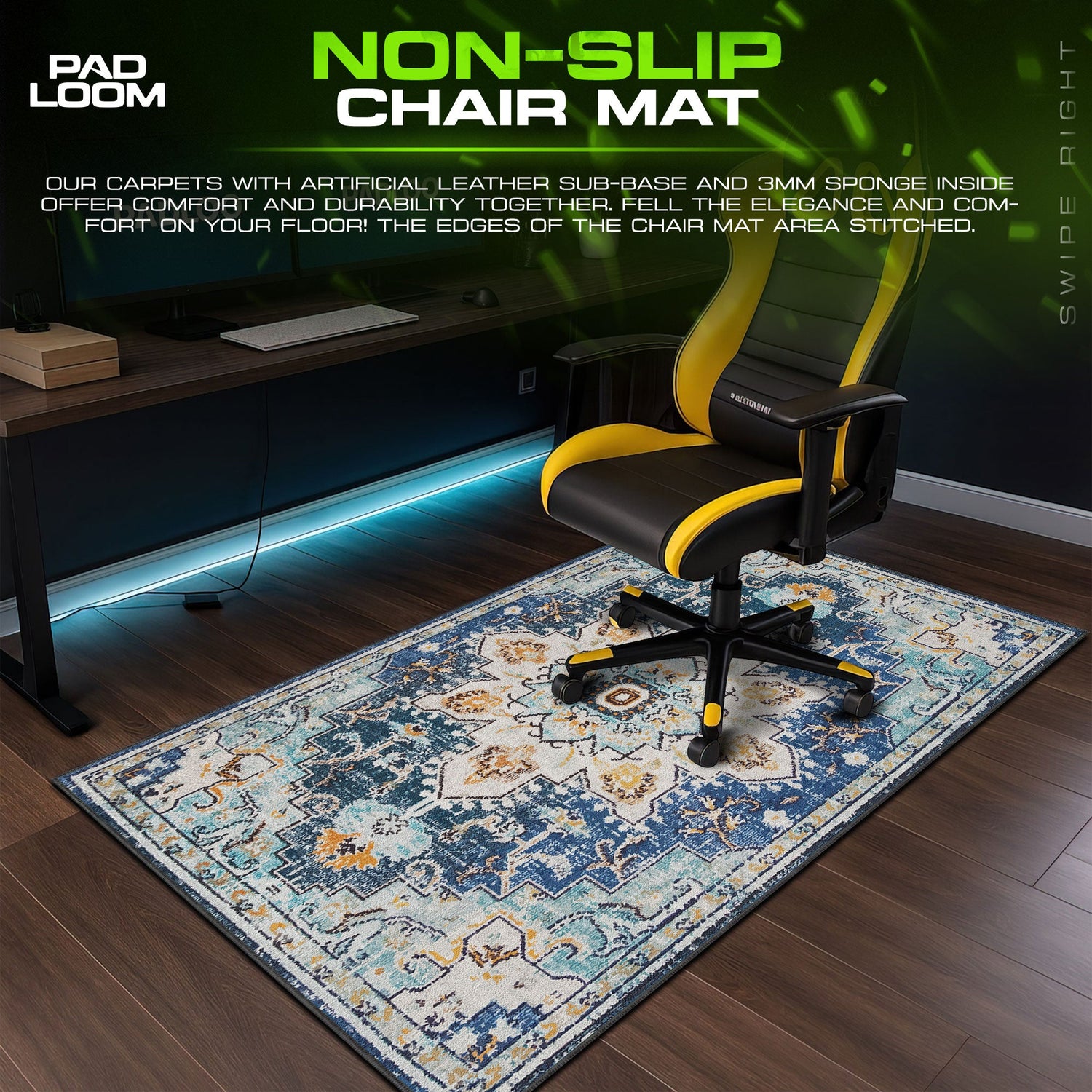 Abstract Blue Mandala Mouse Pad, Artistic Desk Mat Padloom