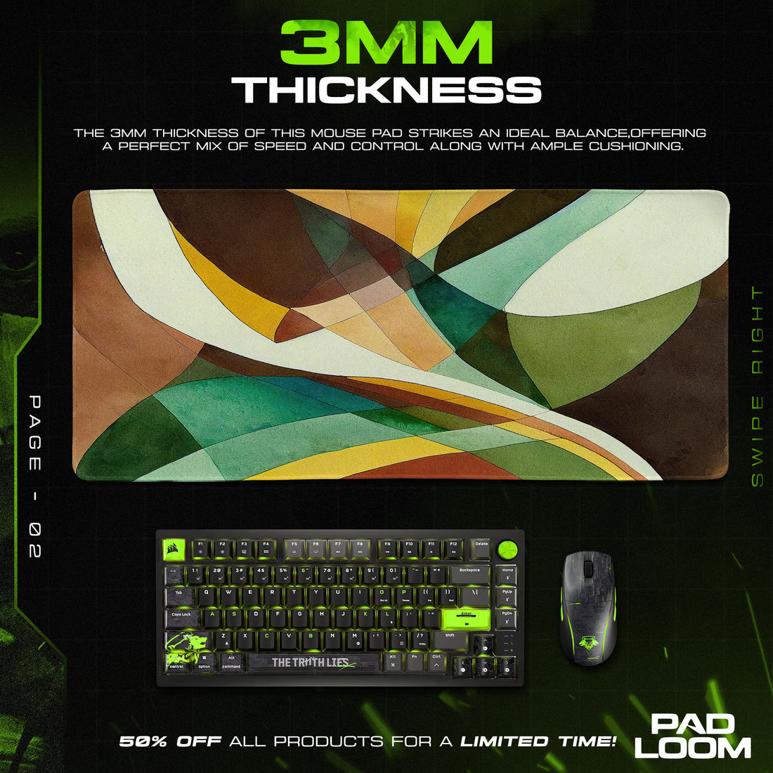 Abstract Earth Tones Mouse Pad, Artistic Gamer Desk Mat