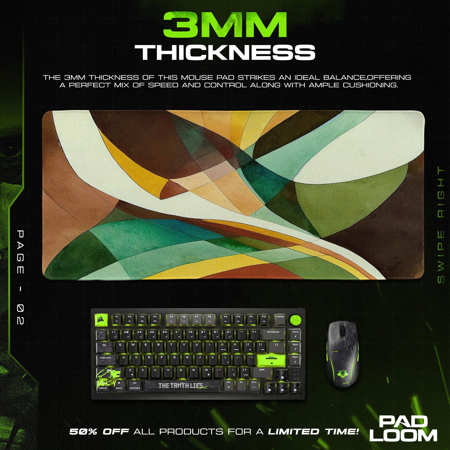 Abstract Earth Tones Mouse Pad, Artistic Gamer Desk Mat Padloom