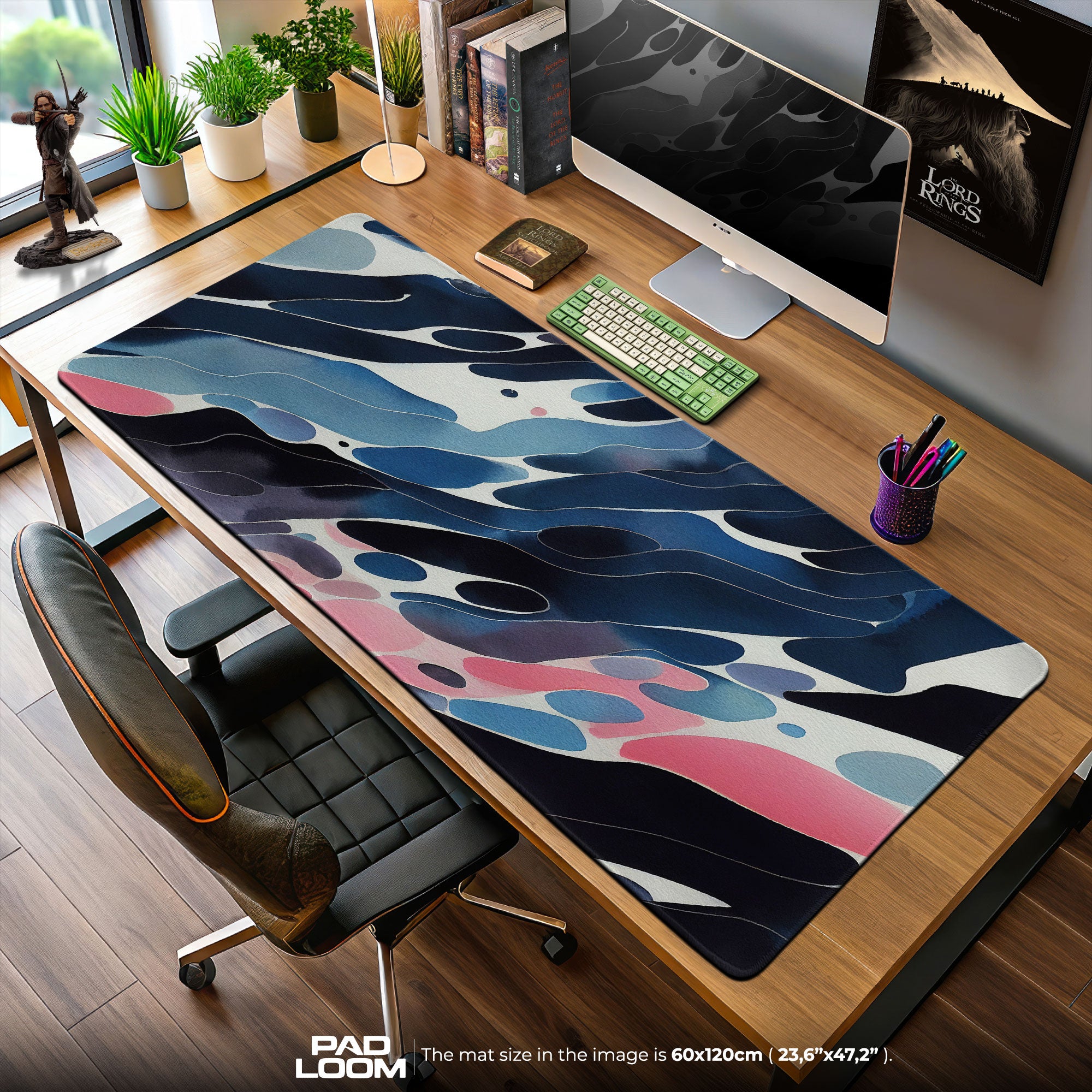 Abstract Fluid Waves Mouse Pad, Artistic Gamer Desk Mat