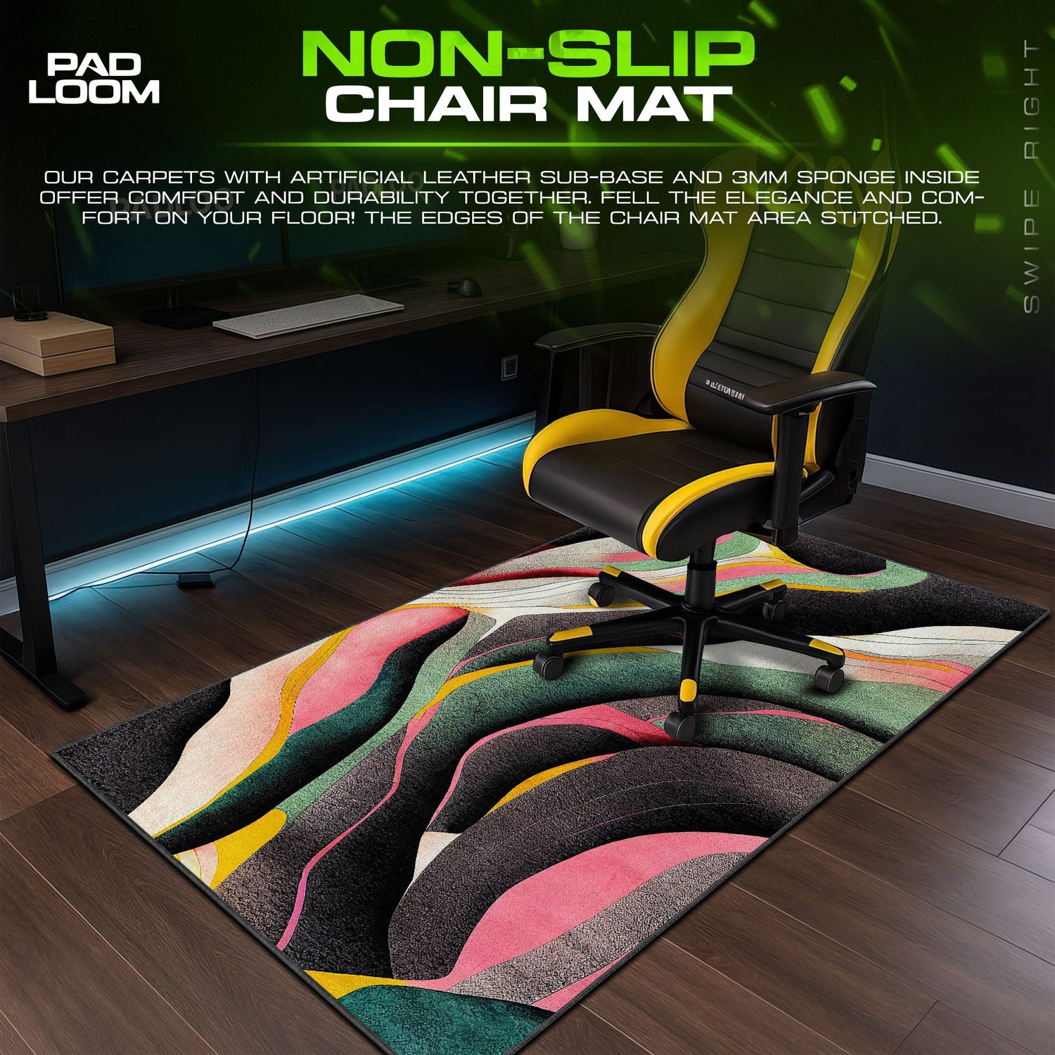 Abstract Layered Colors Mouse Pad, Artistic Gamer Desk Mat Padloom