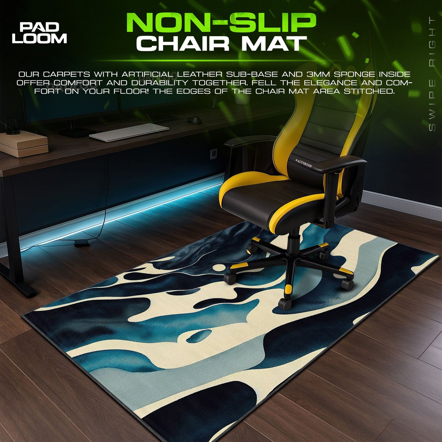 Abstract Ocean Waves Mouse Pad, Artistic Gamer Desk Mat Padloom