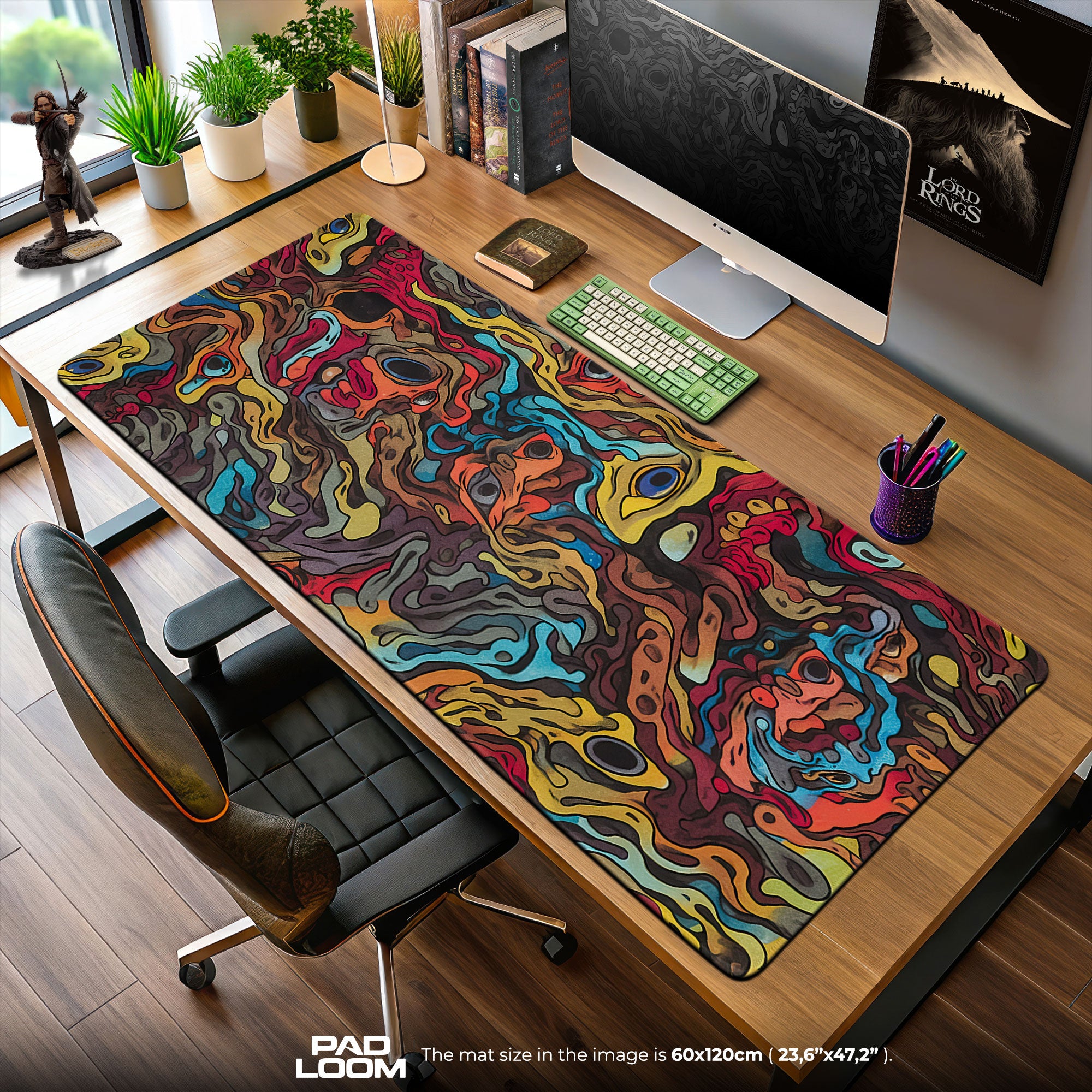 Abstract Swirl Layers Mouse Pad, Artistic Gamer Desk Mat