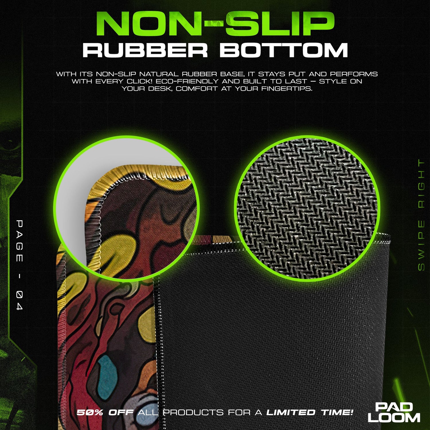 Abstract Swirl Layers Mouse Pad, Artistic Gamer Desk Mat Padloom