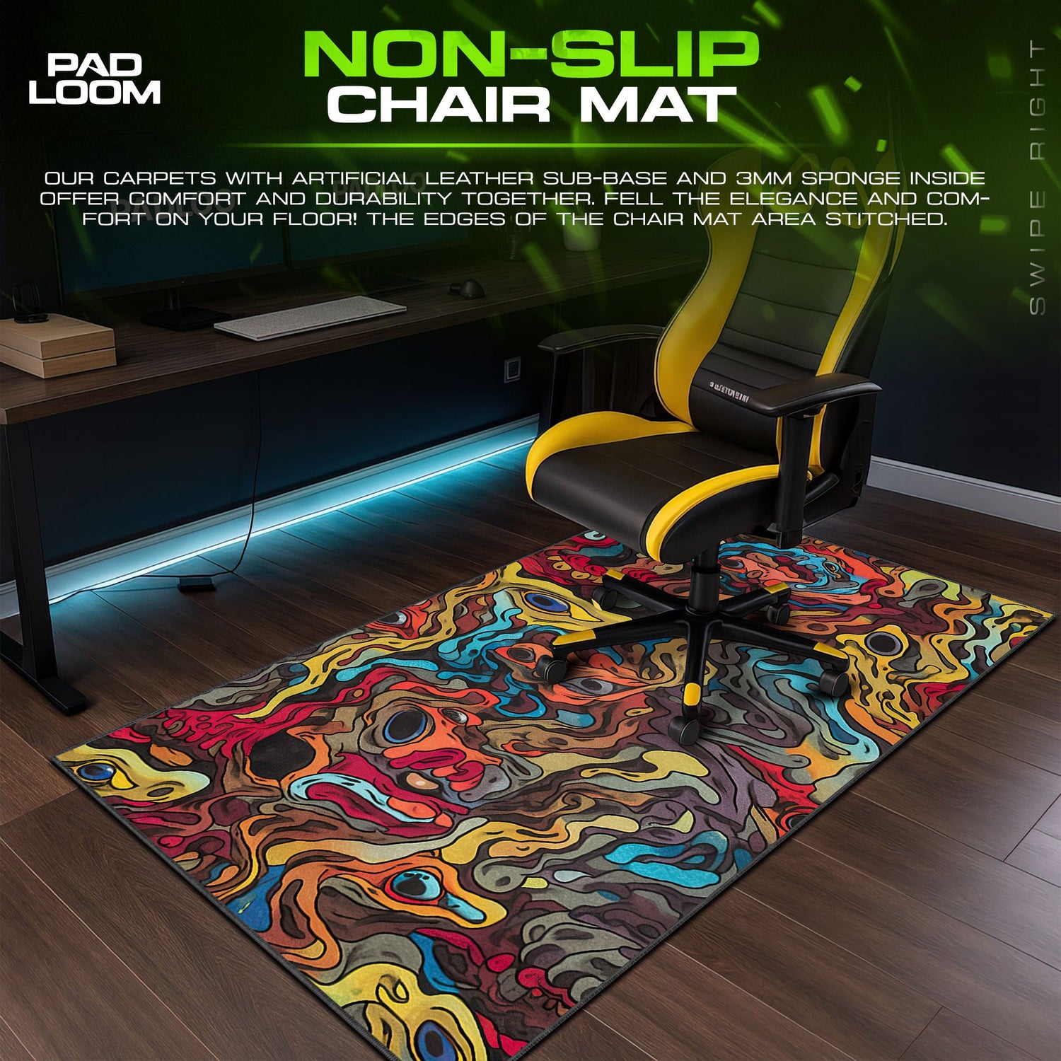 Abstract Swirl Layers Mouse Pad, Artistic Gamer Desk Mat Padloom