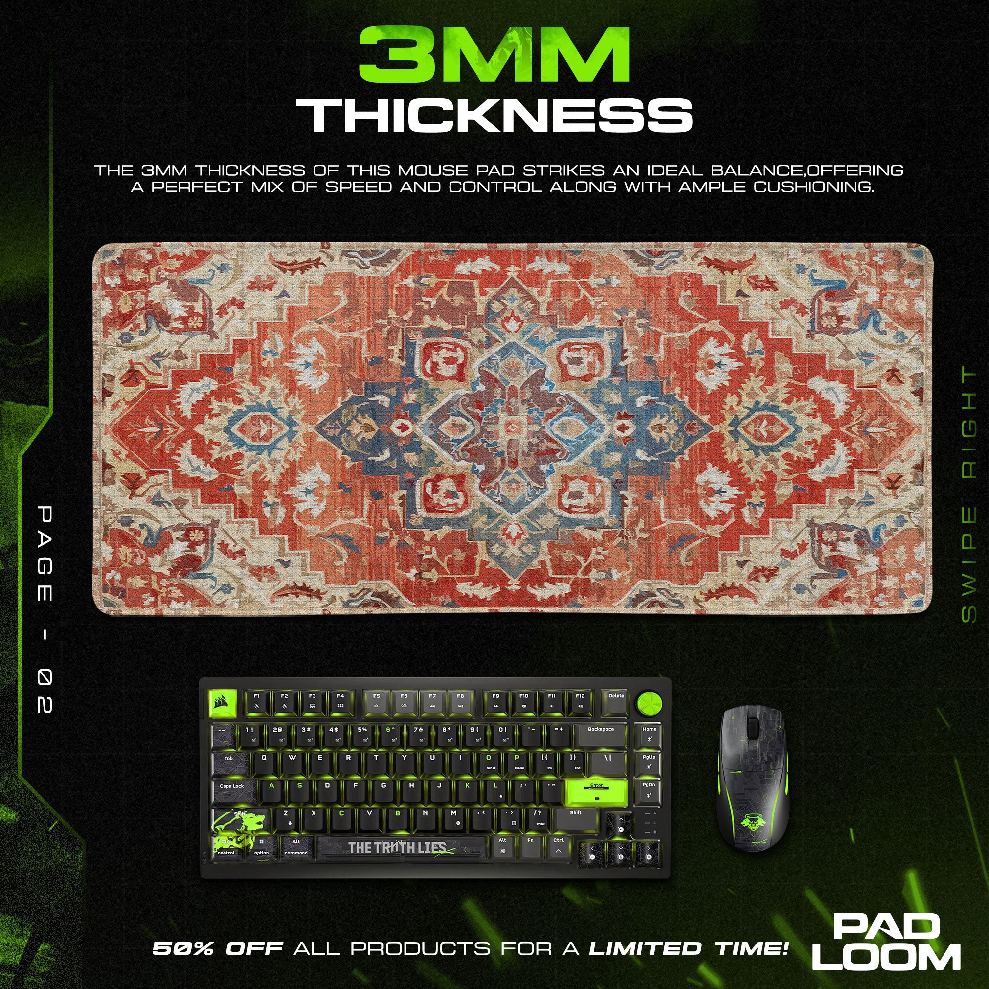 Abstract Tribal Design Mouse Pad, Vintage Style Gaming Desk Mat
