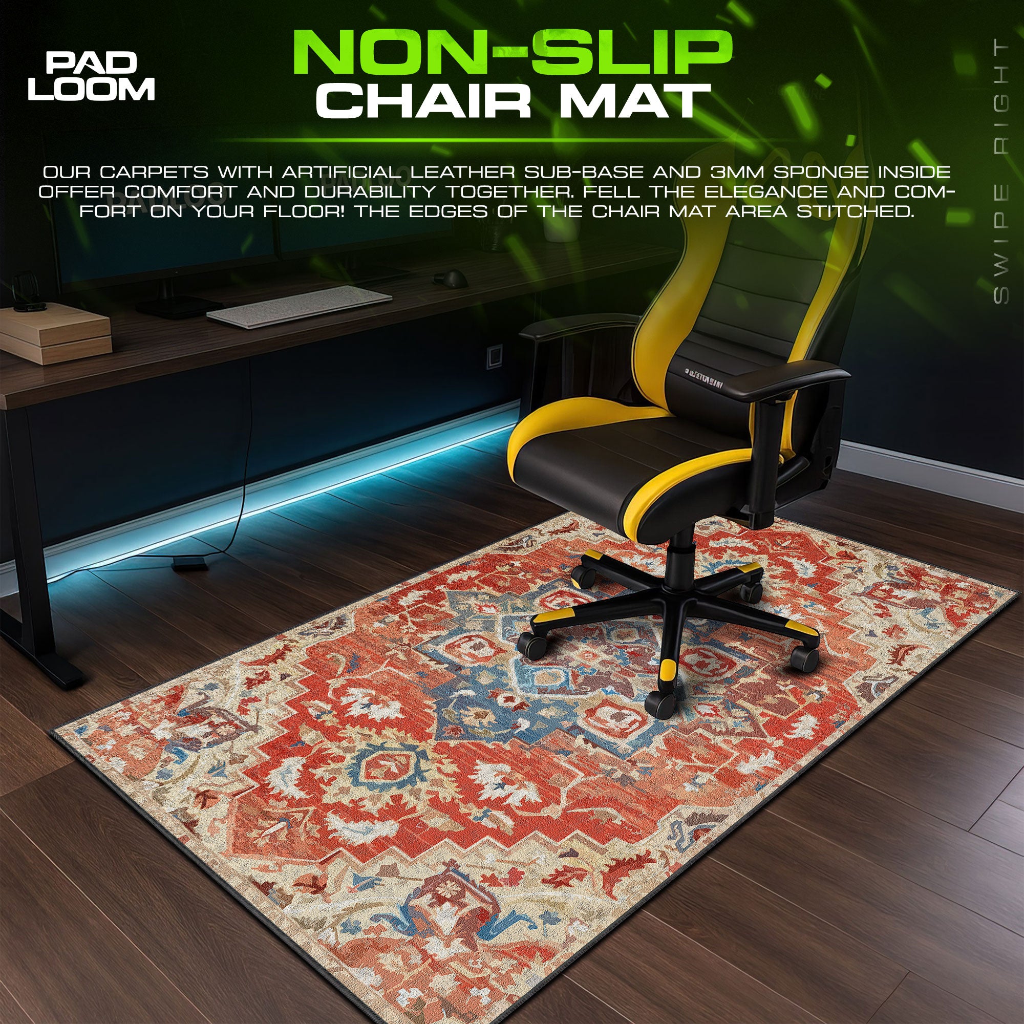 Abstract Tribal Design Mouse Pad, Vintage Style Gaming Desk Mat