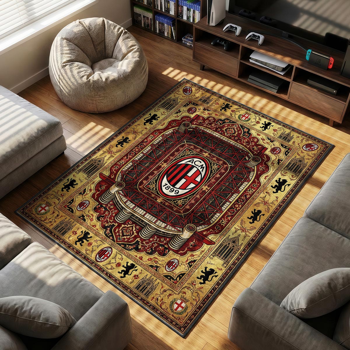 AC Milan themed area rug for home decor fans