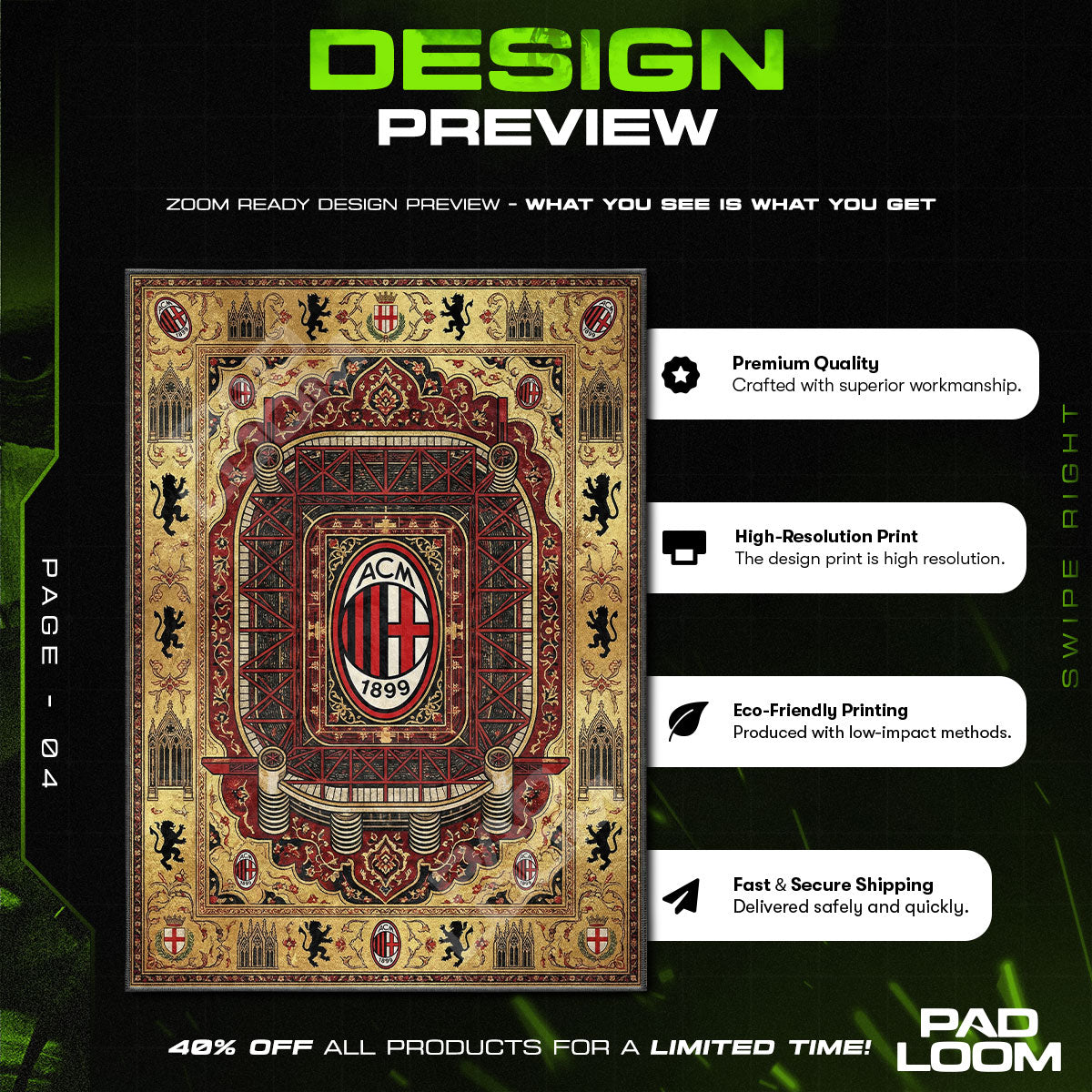 Football character design printed on rug