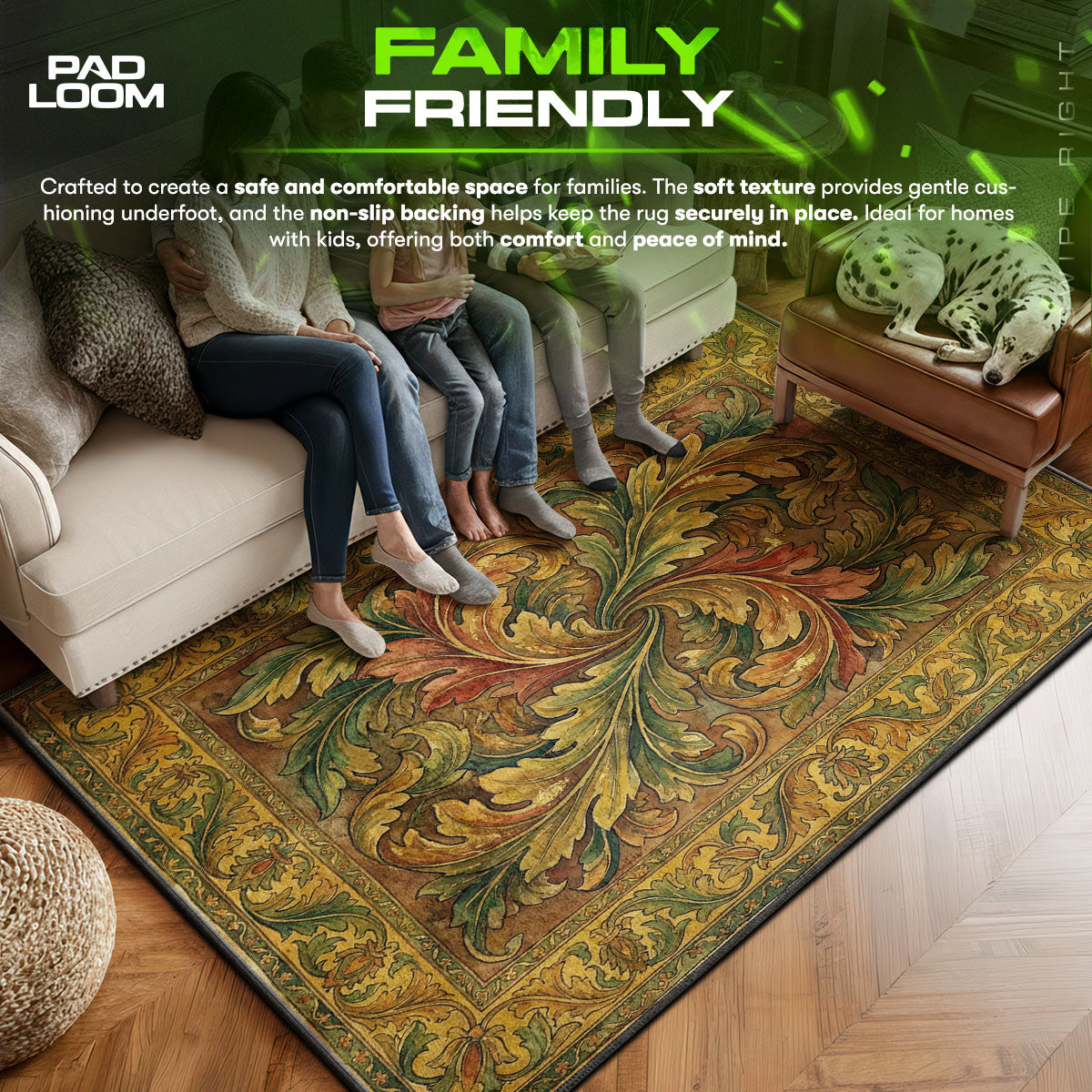 Area character design printed on rug