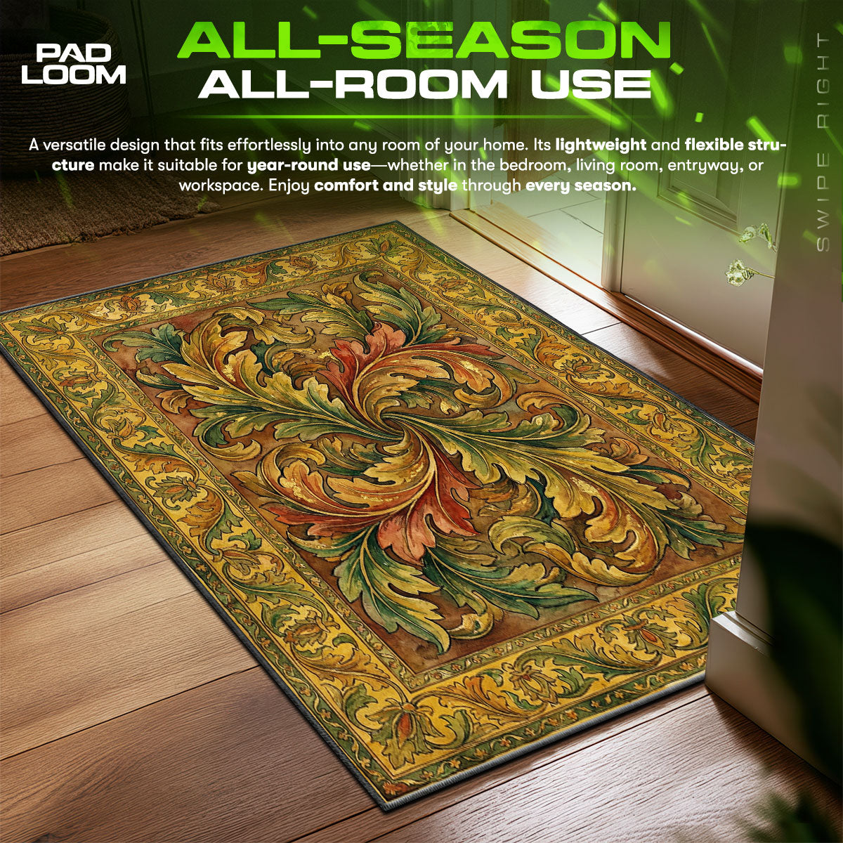 Detailed close-up of Acanthus rug pattern