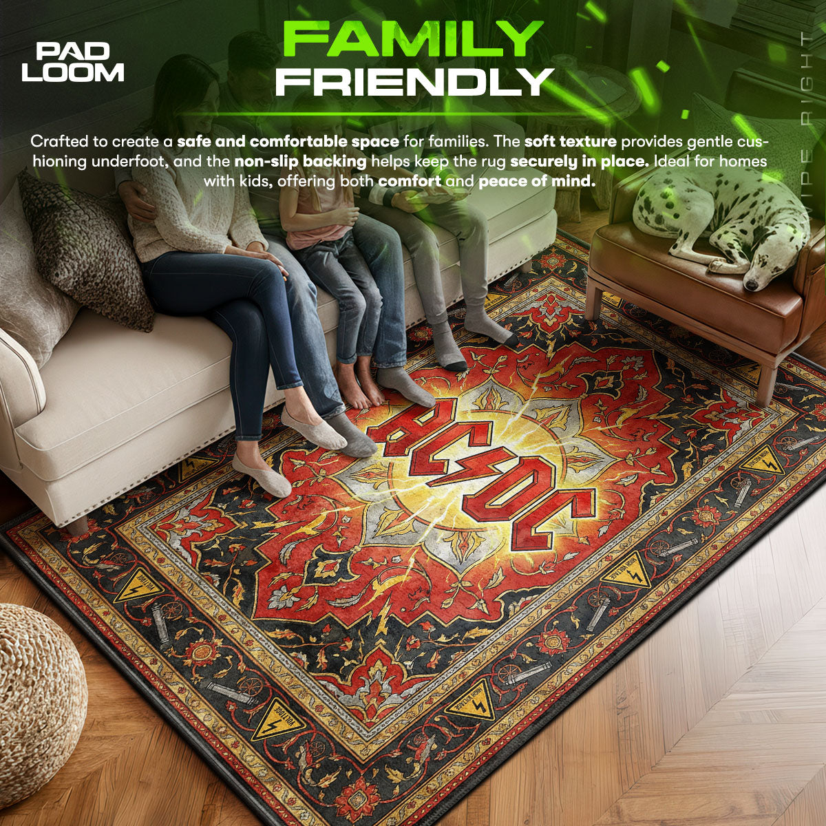 Area character design printed on rug