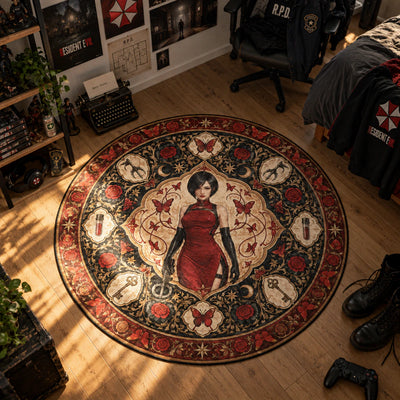 Ada Wong Butterfly Round Rug - Resident Evil Chair Mat