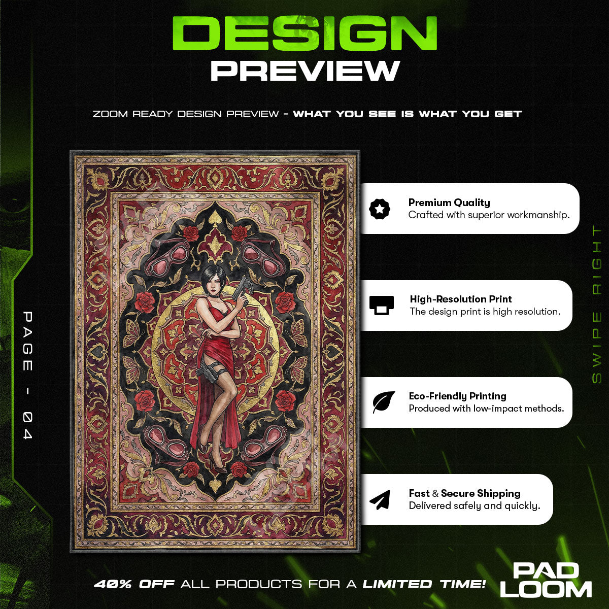 Ada Wong Purpurroter Spionteppich - Resident Evil Stuhlunterlage