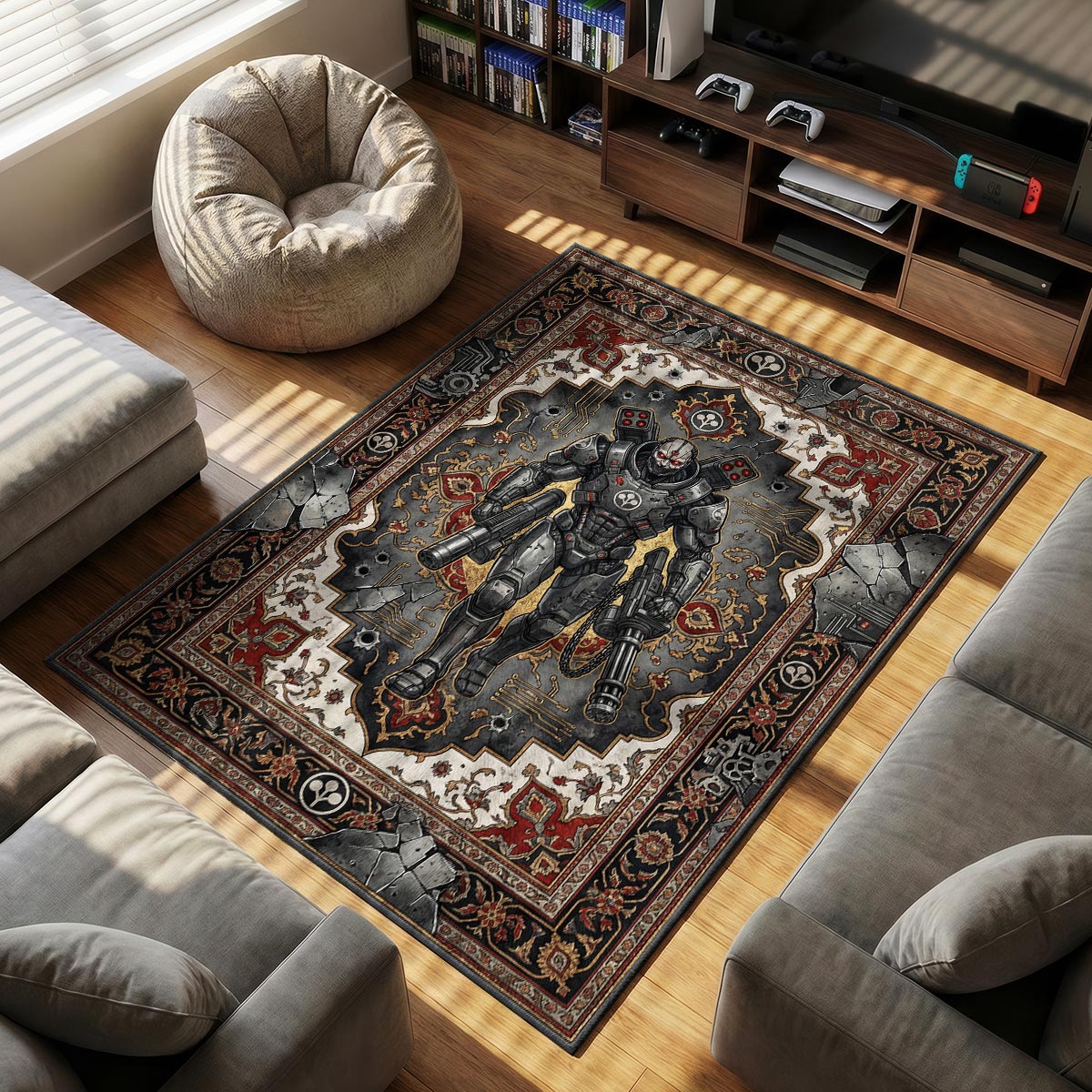 Adam Smasher Arasaka Rug - Cyberpunk 2077 Chair Mat | Padloom