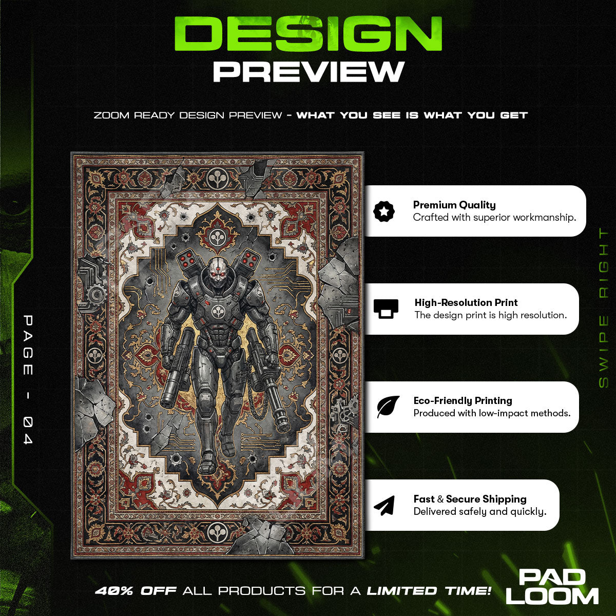 Adam Smasher Arasaka Teppich - Cyberpunk 2077 Stuhlunterlage