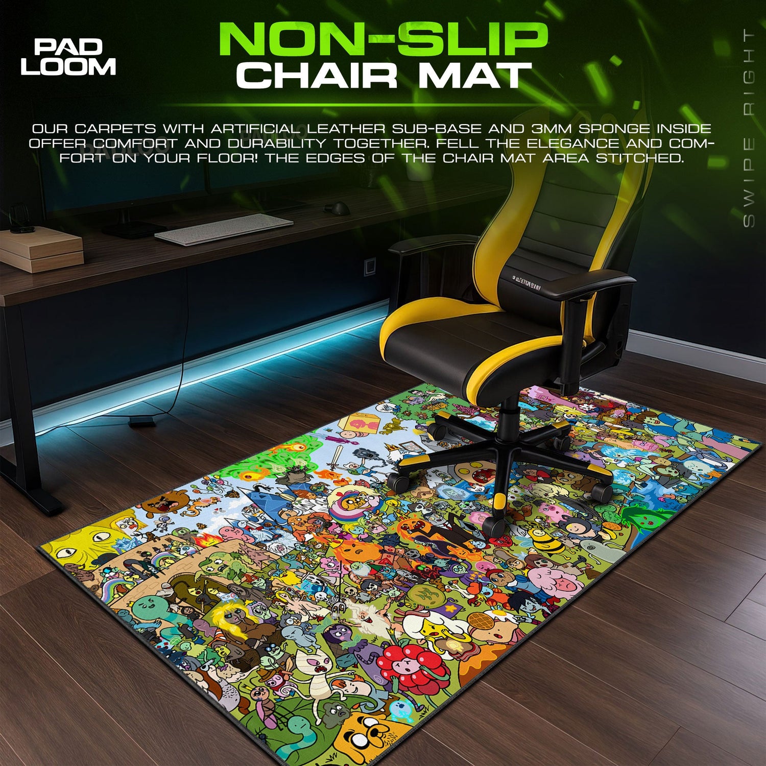 Adventure Time Characters Mouse Pad, Cartoon Gaming Desk Mat Padloom