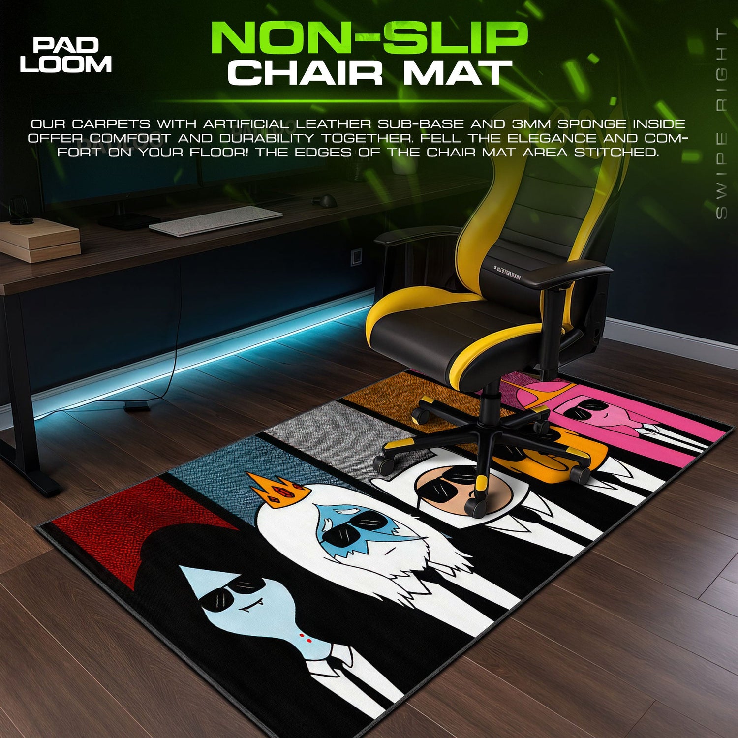 Adventure Time Cool Crew Mouse Pad, Cartoon Gaming Desk Mat Padloom