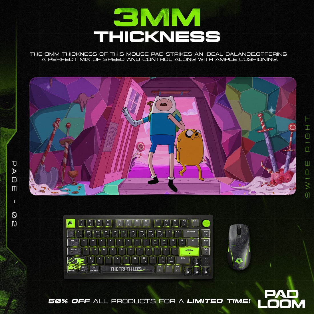 Adventure Time Finn and Jake Mouse Pad, Cartoon Gamer Desk Mat