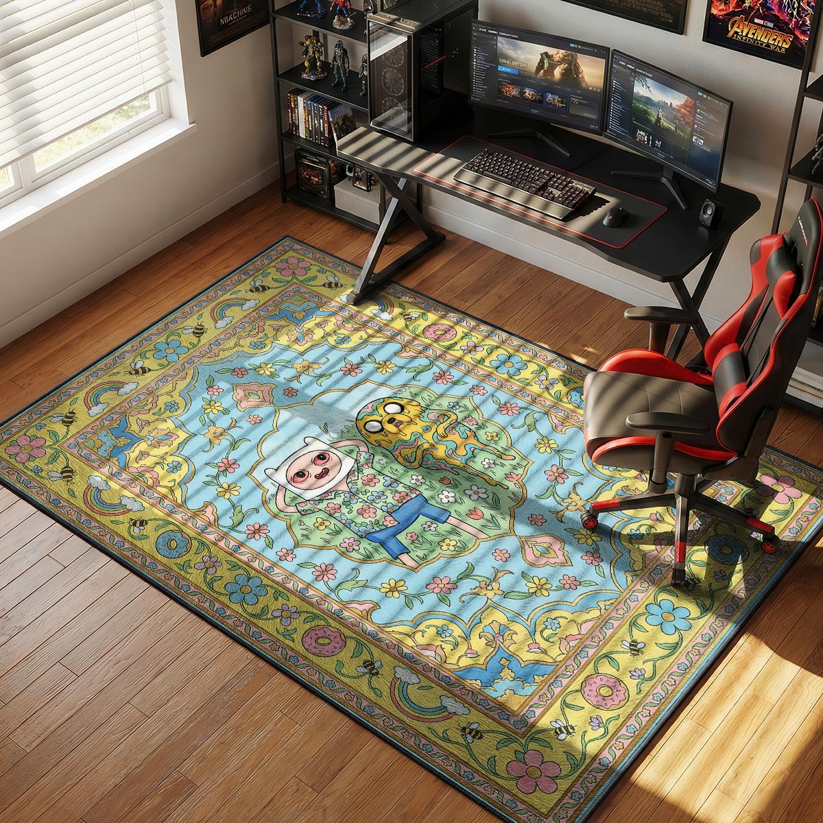 Adventure Time Finn Jake Melted Trippy Floor rug — main product view