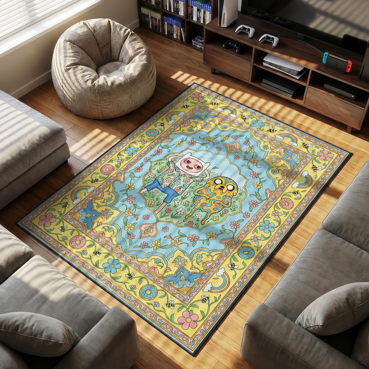 Adventure Time themed area rug for home decor fans