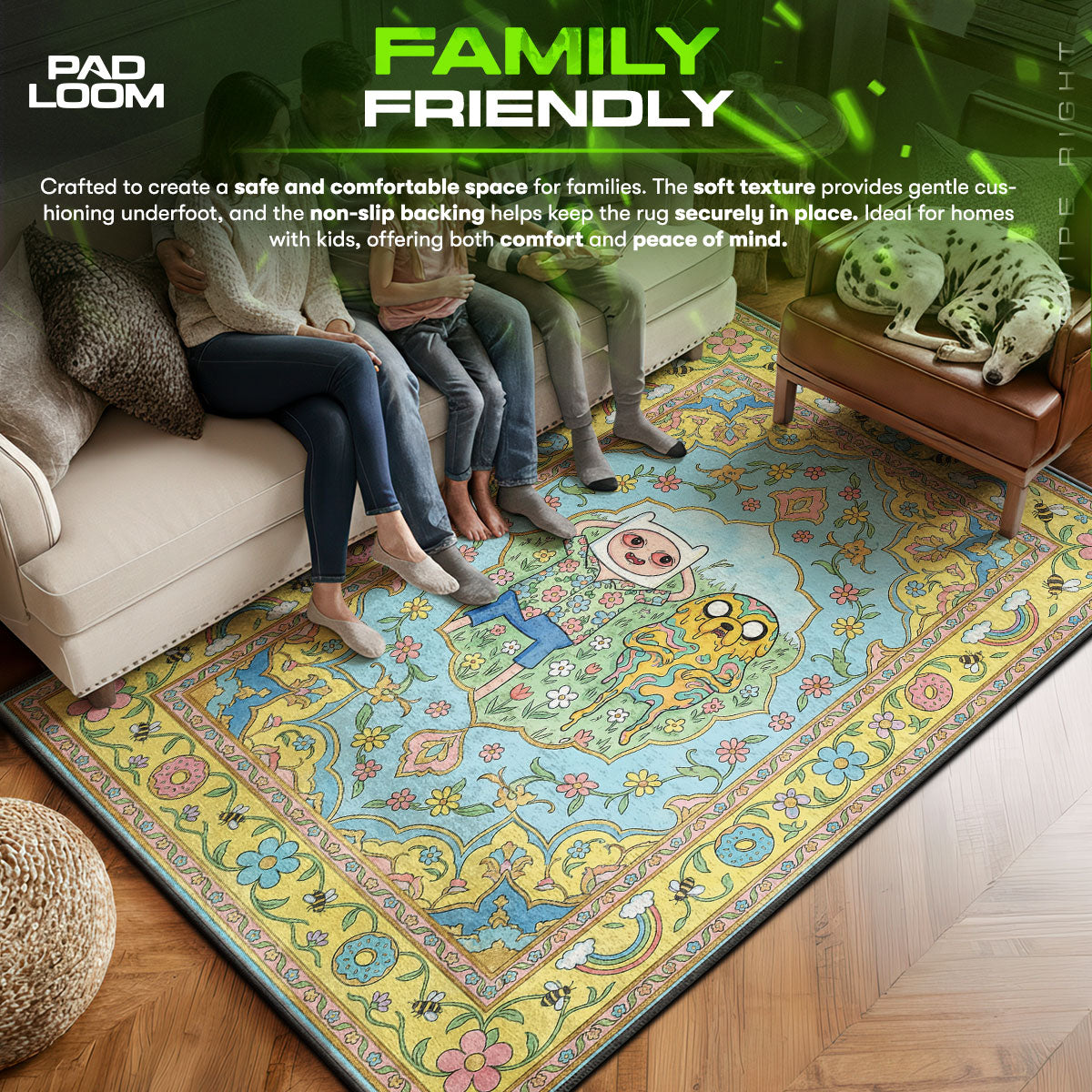 Adventure area rug showing full home decor artwork
