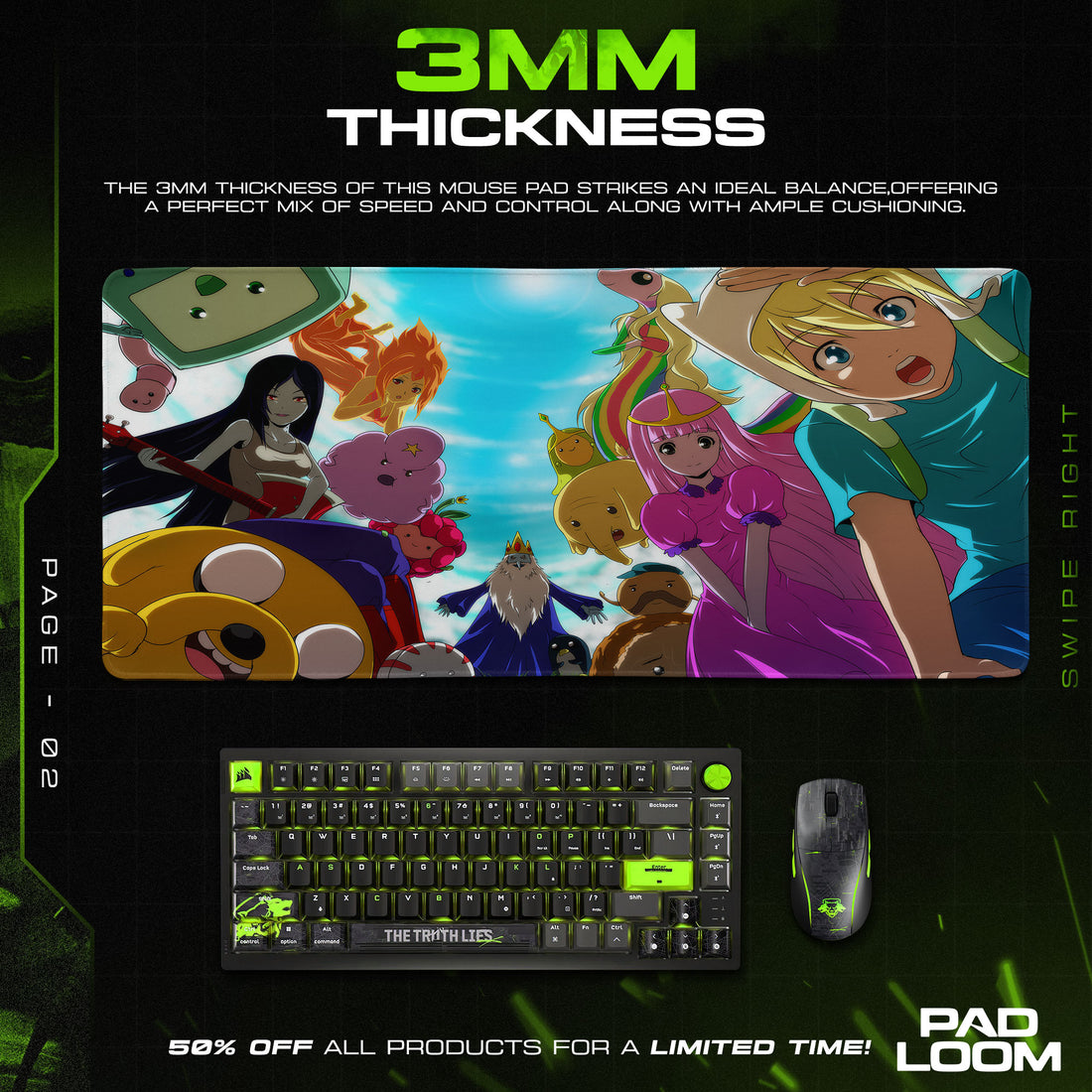 Adventure Time Friends Mouse Pad, Cartoon Gaming Desk Mat