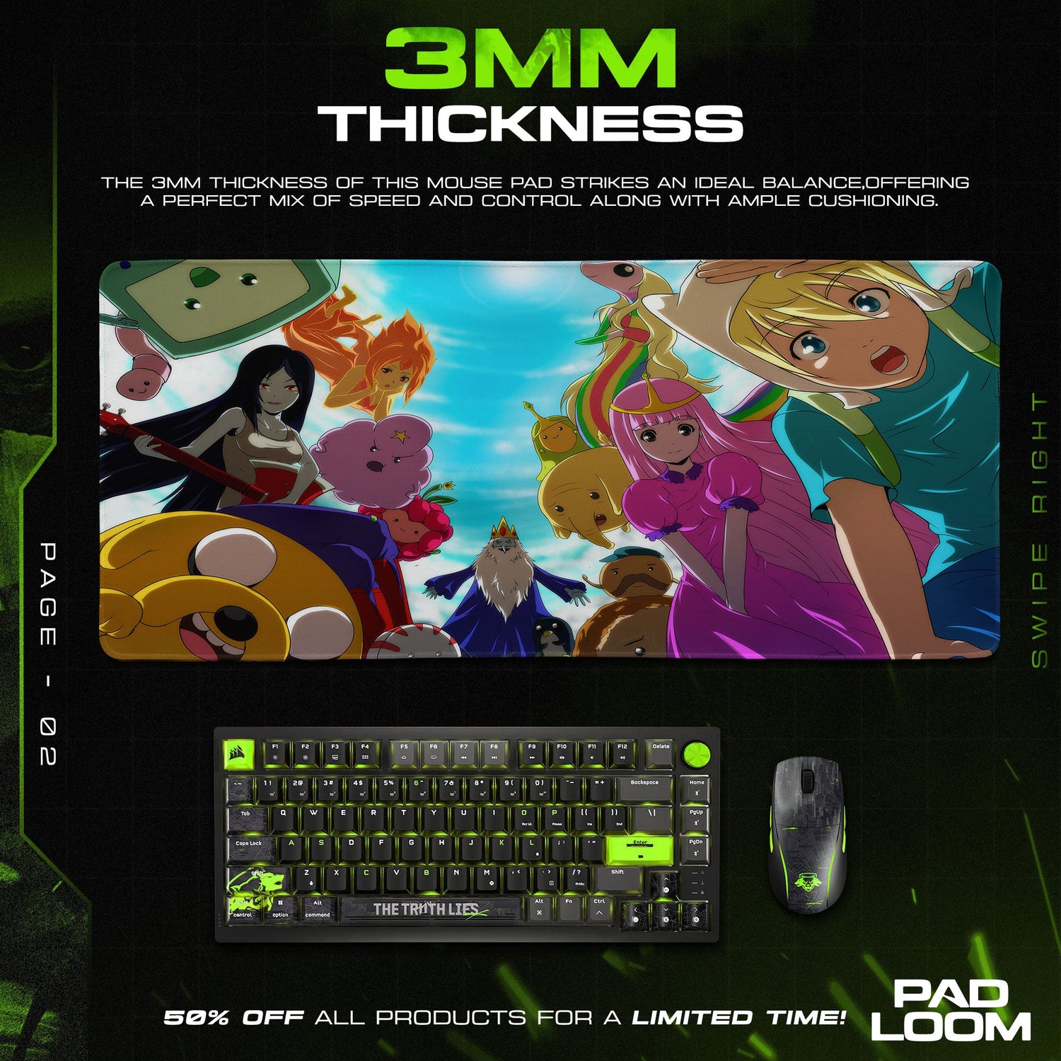 Adventure Time Friends Mouse Pad, Cartoon Gaming Desk Mat Padloom