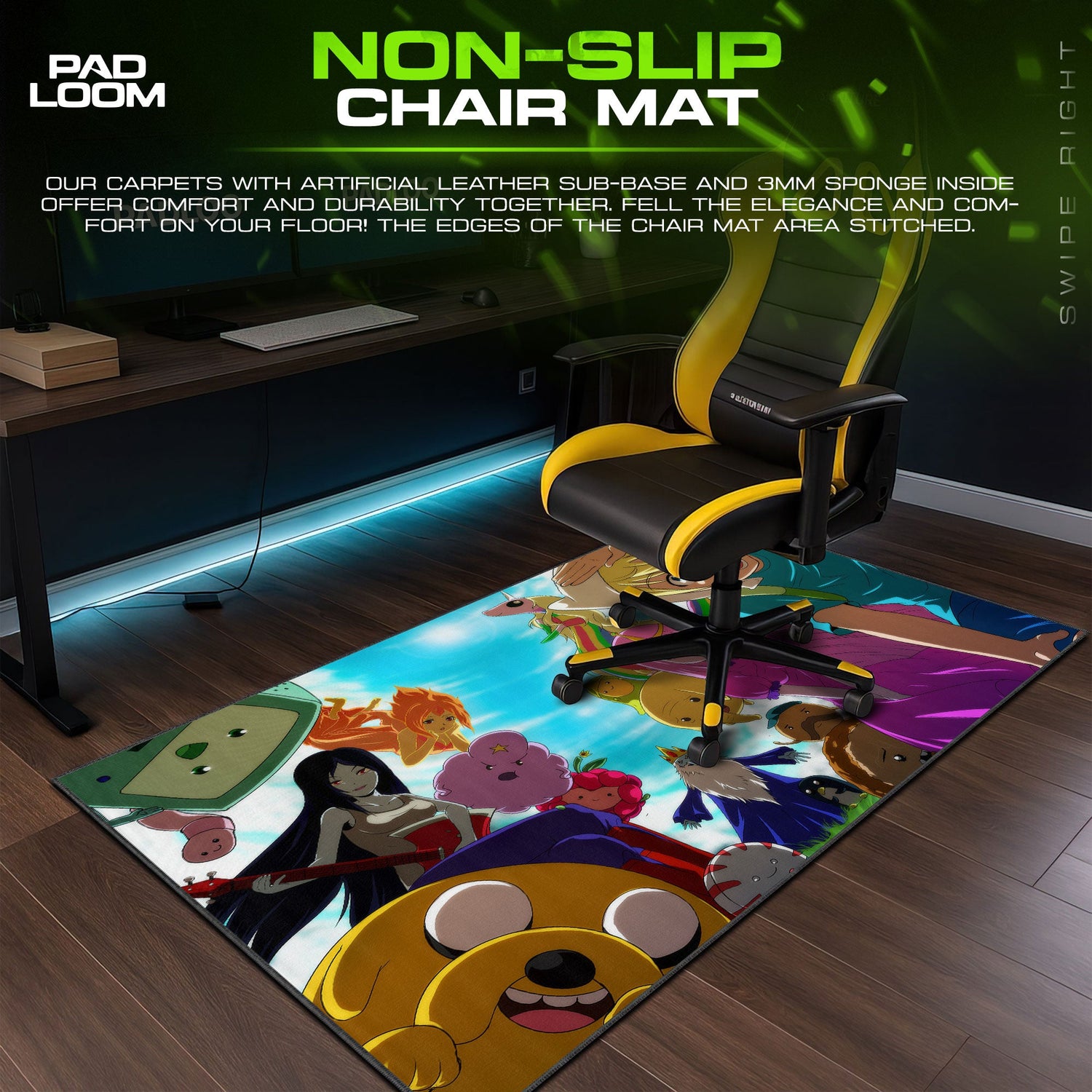 Adventure Time Friends Mouse Pad, Cartoon Gaming Desk Mat Padloom