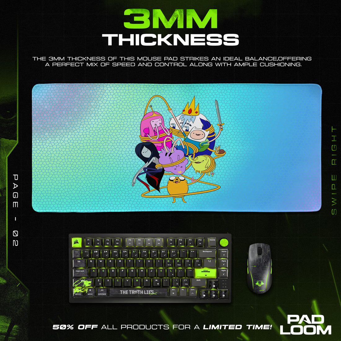 Adventure Time Group Circle Mouse Pad, Cartoon Gaming Desk Mat