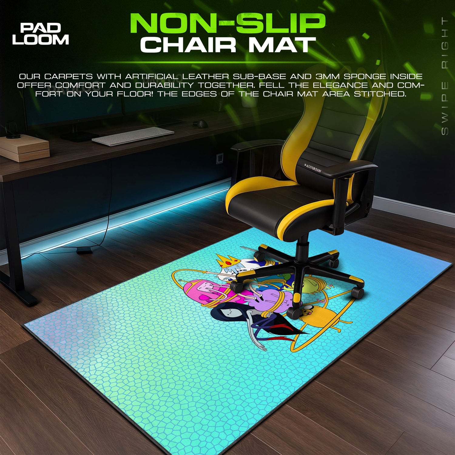 Adventure Time Group Circle Mouse Pad, Cartoon Gaming Desk Mat Padloom