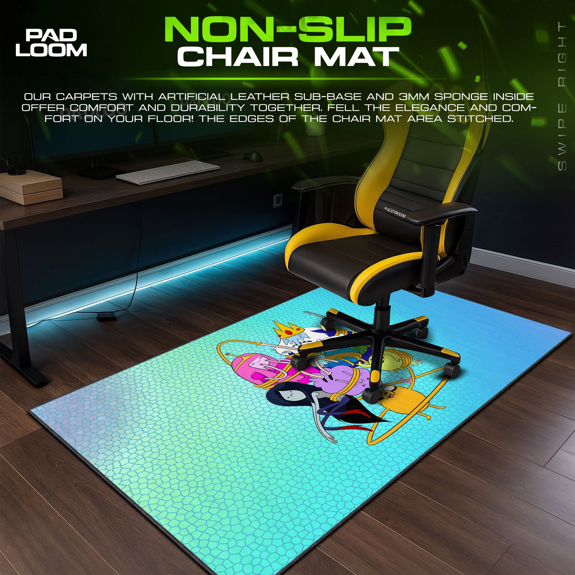 Adventure Time Group Circle Mouse Pad, Cartoon Gaming Desk Mat