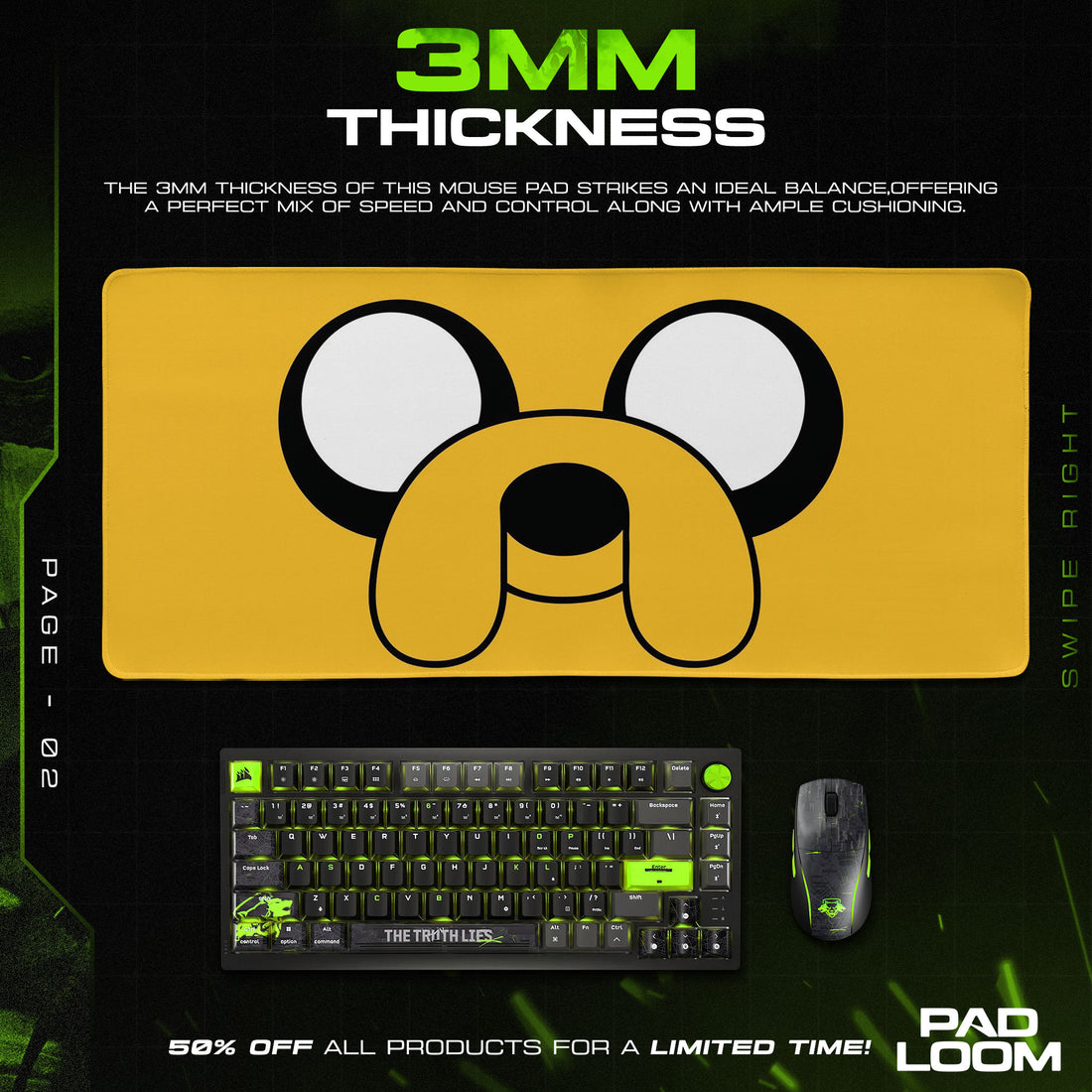 Adventure Time Jake Face Mouse Pad, Cartoon Gaming Desk Mat
