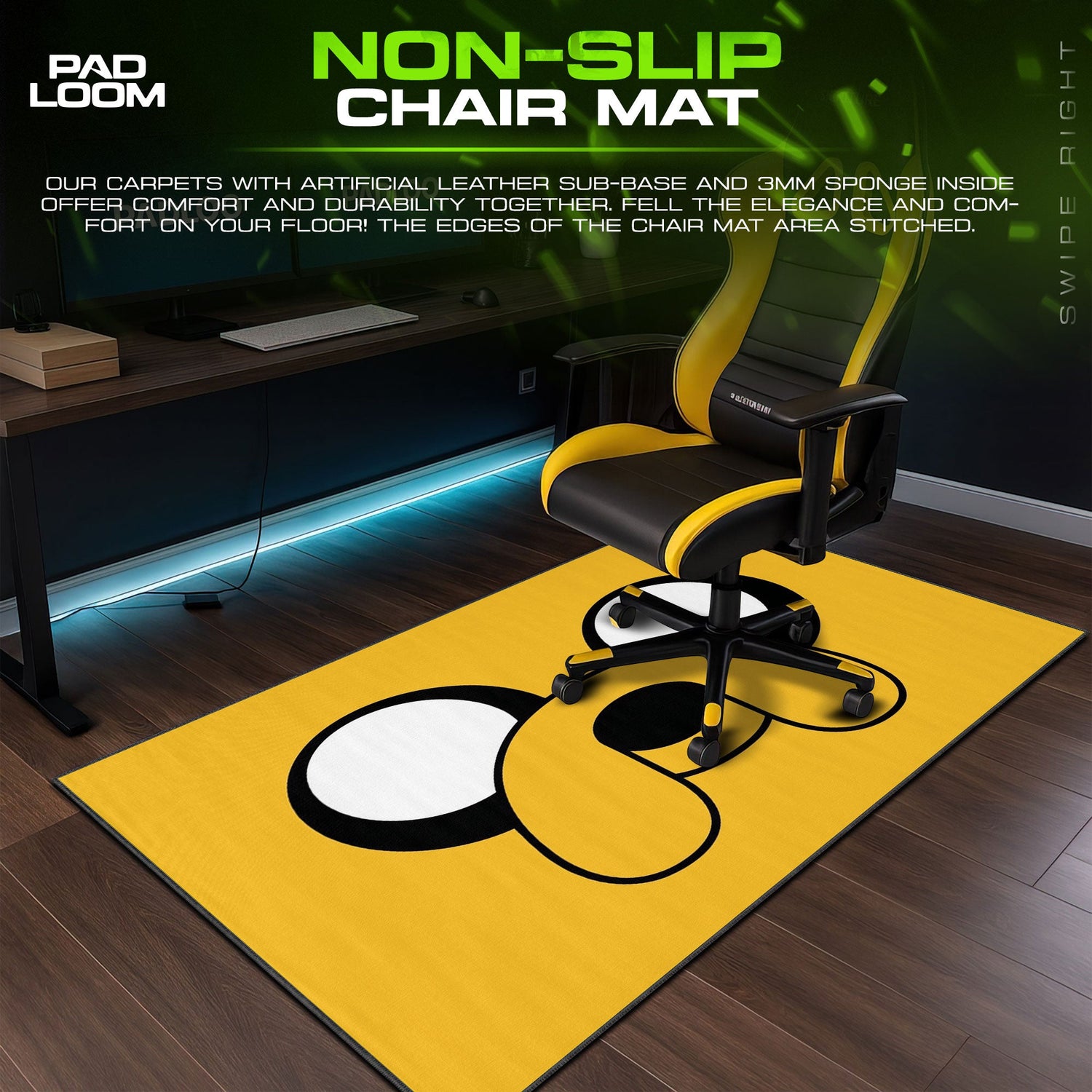 Adventure Time Jake Face Mouse Pad, Cartoon Gaming Desk Mat Padloom