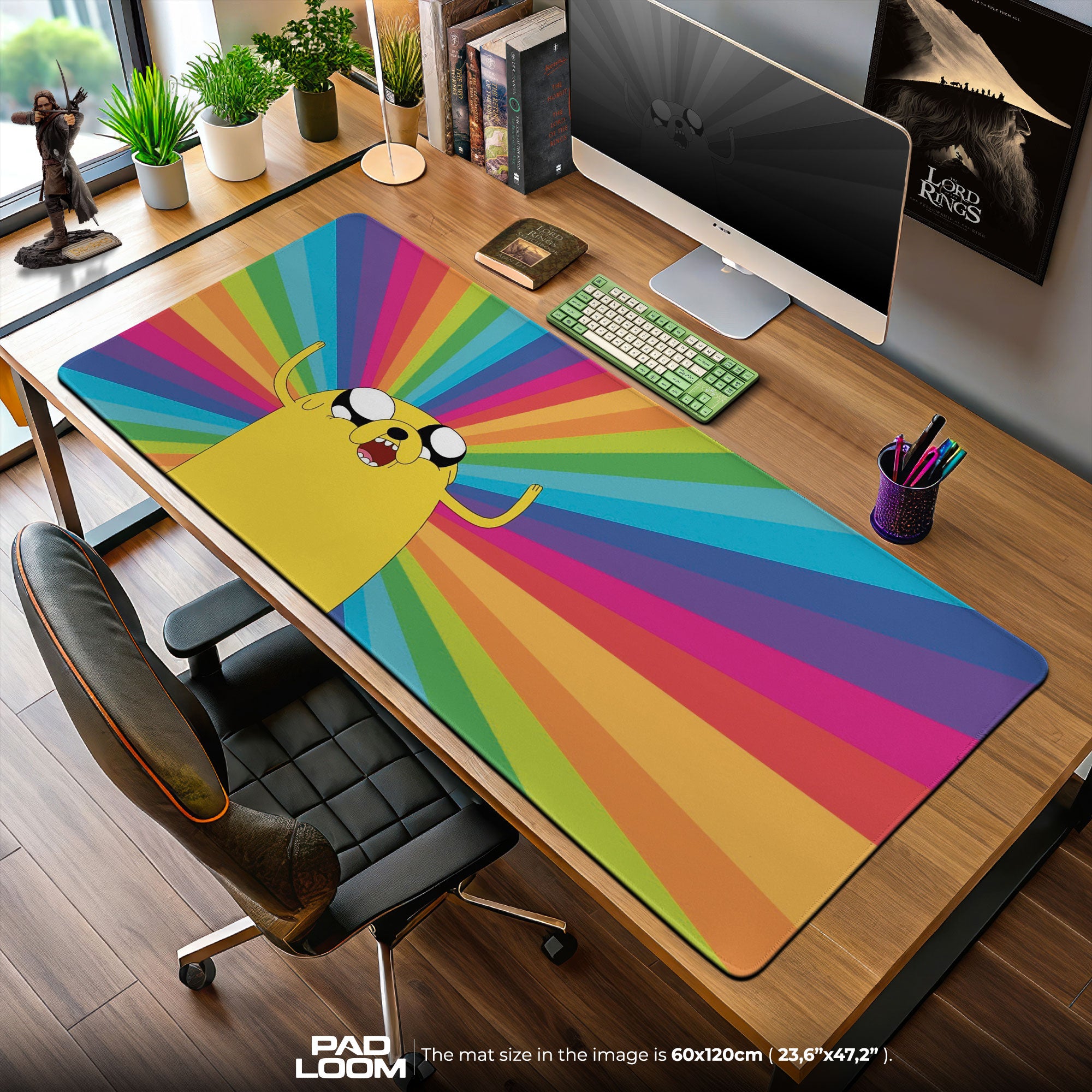 Adventure Time Jake Rainbow Mouse Pad, Cartoon Gaming Desk Mat