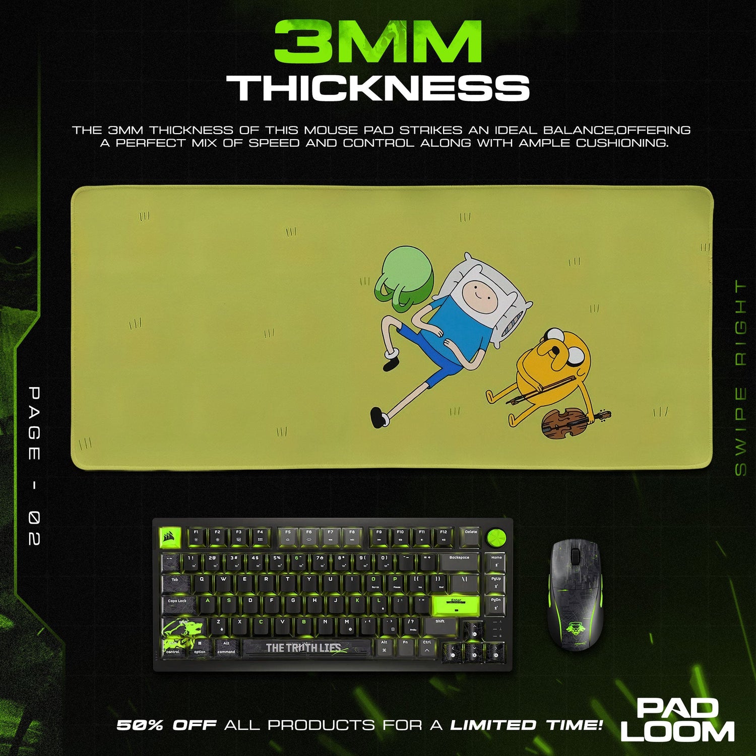 Adventure Time Mouse Pad - Chill Cartoon Desk Mat Padloom